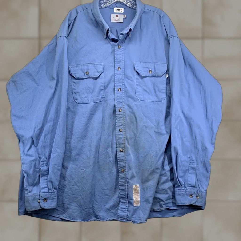 Vintage Tyndale FR Long Sleeve Button Down Shirt 3XL Light Blue Cotton Blend HRC 2 ATPV 8.7 Mens Size US XXL / EU 58 / 5 - 1 Thumbnail