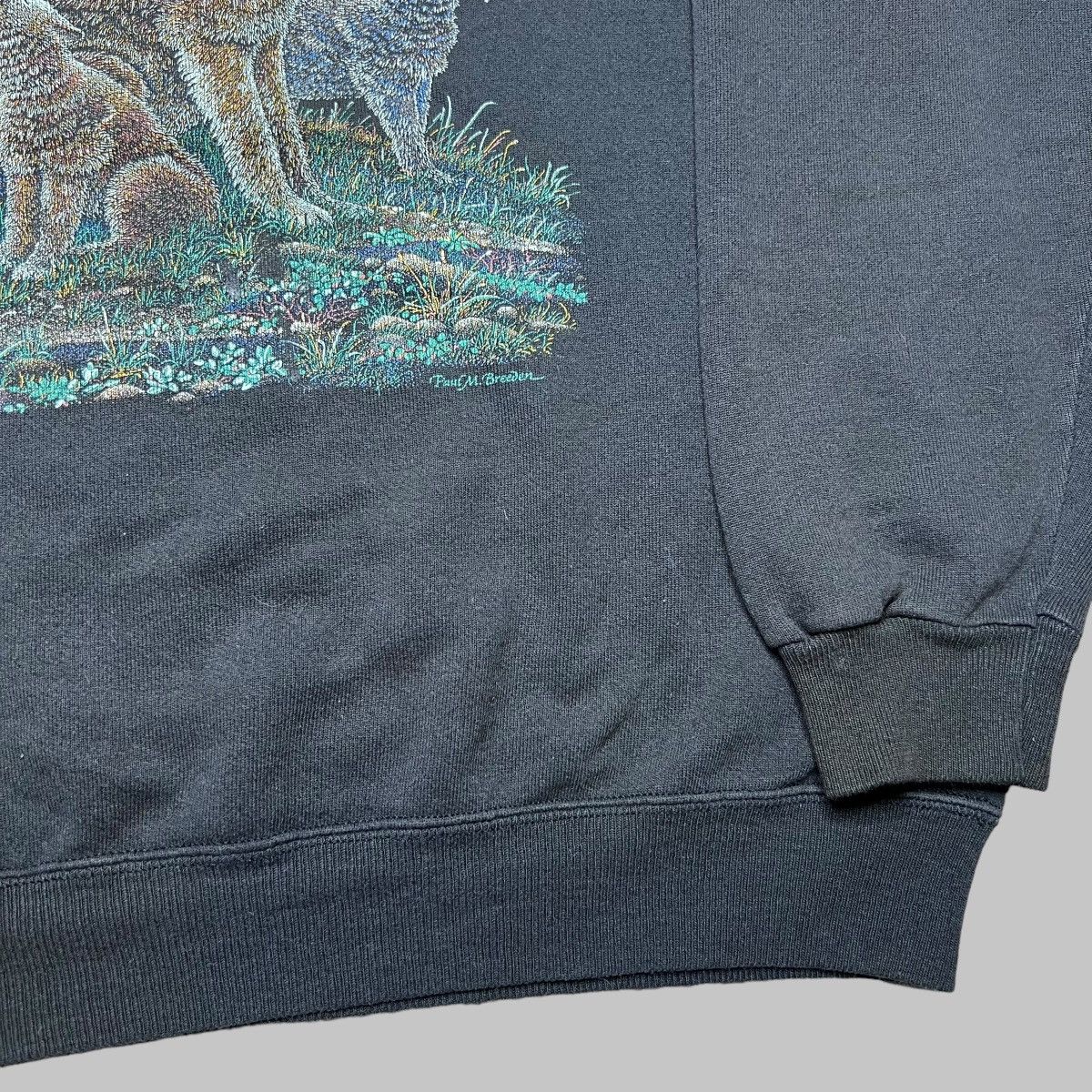 Vintage 80s Wolf Pack Howling Under Moon Nature Pullover Sweatshirt Size US XL / EU 56 / 4 - 14 Thumbnail