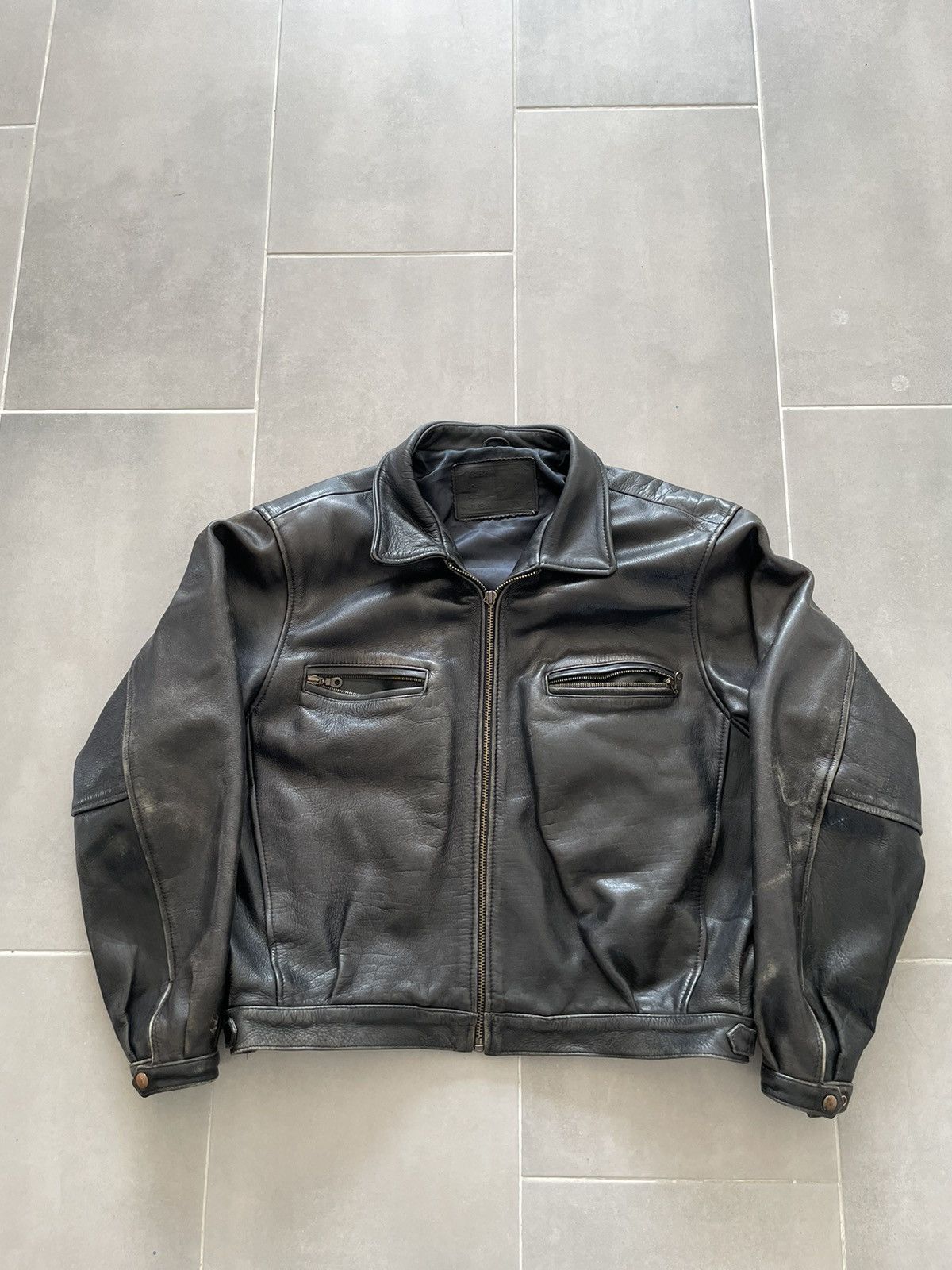 Vintage Real Leather jacket y2k retro vintage black usa opium 90s | Grailed