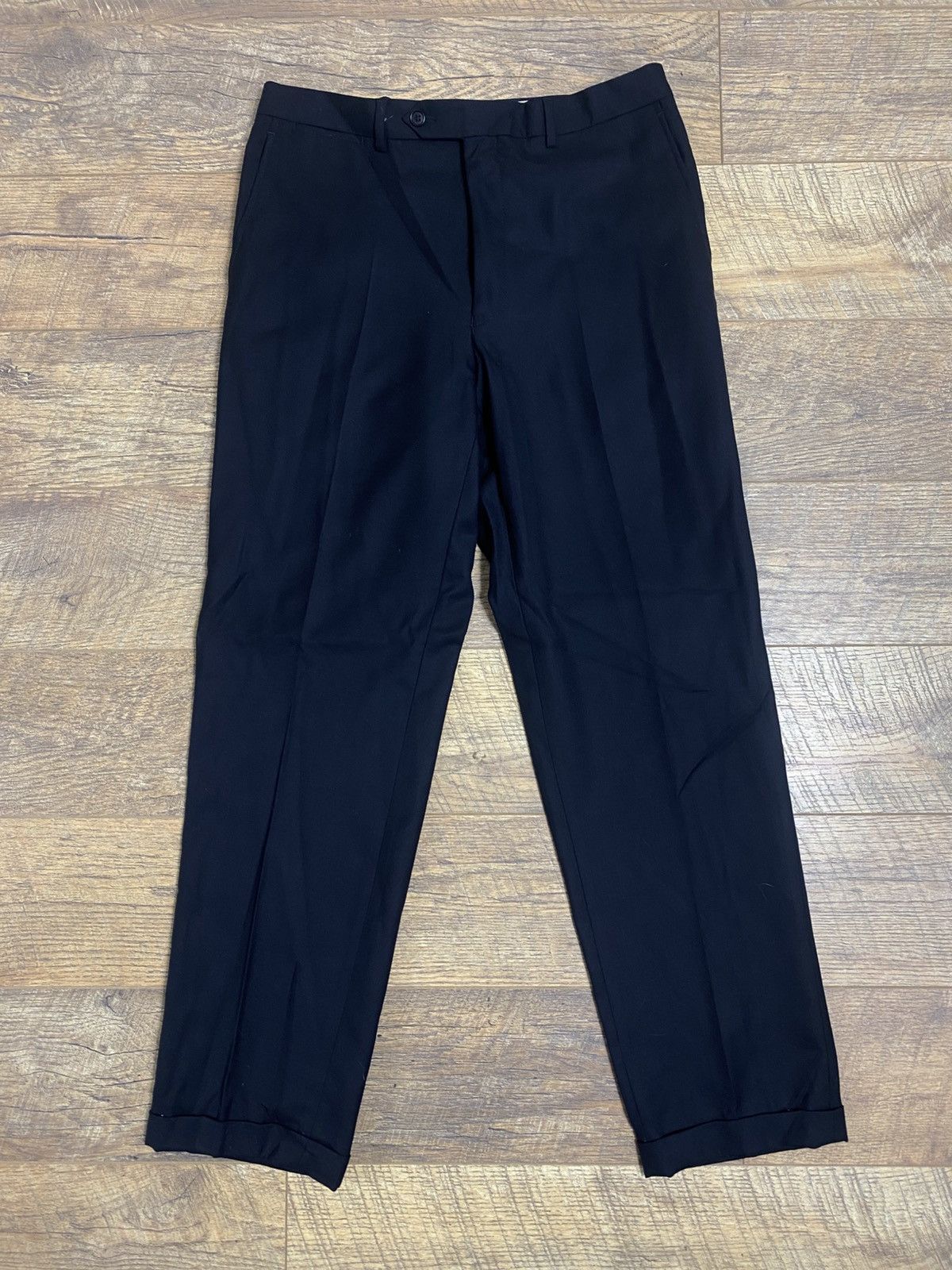 Vintage Italian Wool Super 100’s Navy Trousers Cuffed Dress Pants Size US 34 / EU 50 - 1 Thumbnail