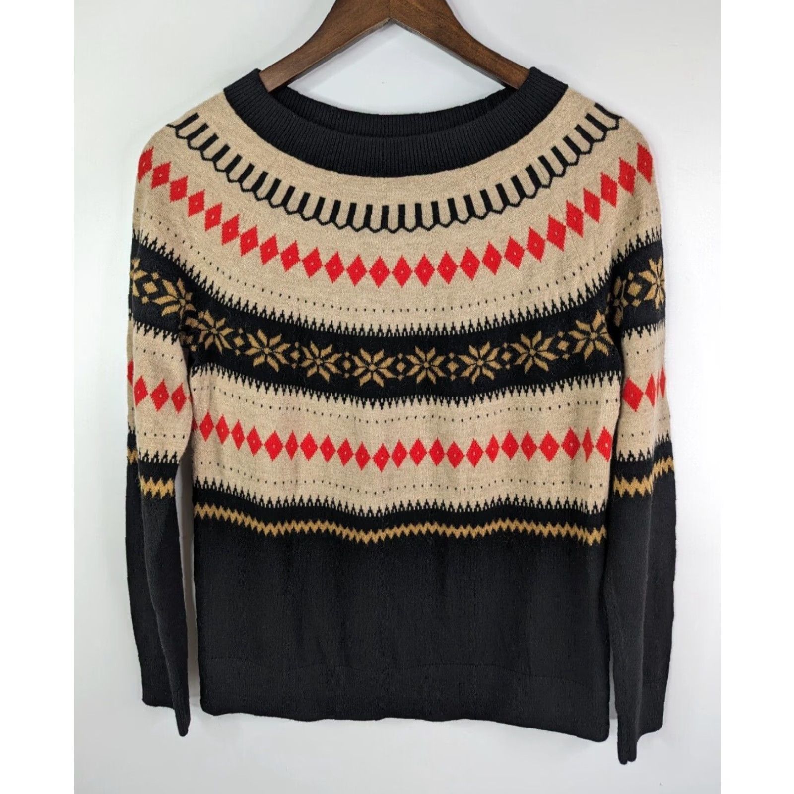 Talbots Talbots Sweater Knit Wool Mohair Nylon Fair Isle Raglan Sleeve Round Neck Multicolor Ski Casual Travel Womens Petite M Size M / US 6-8 / IT 42-44 - 2 Thumbnail