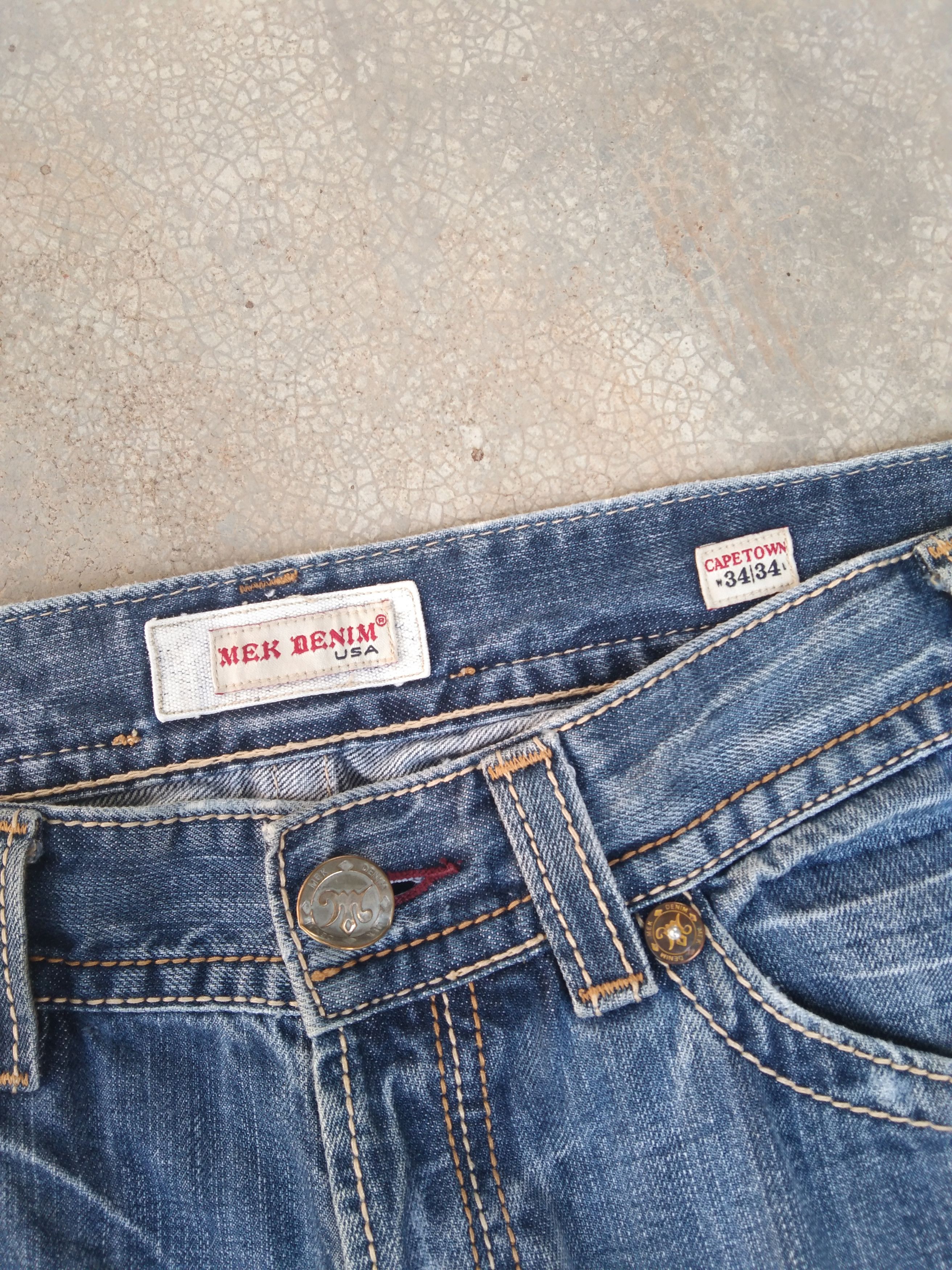 Mek Denim Vintage Mek Denim Faded Blue Washed Boot Cut Jeans 34x32 Size US 34 / EU 50 - 10 Thumbnail