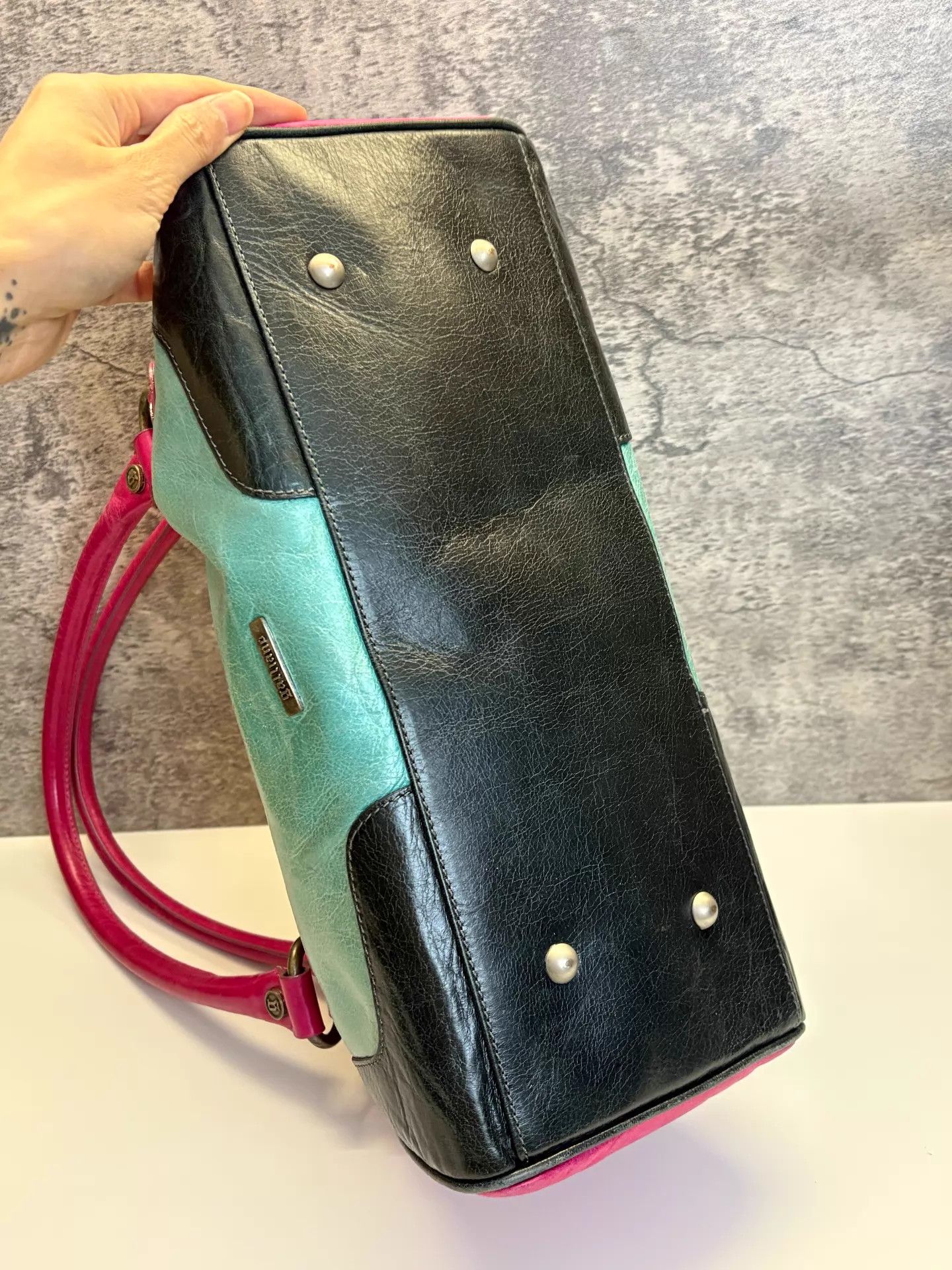 John Galliano John Galliano vtg colorblocked waxed leather underarm bag Size ONE SIZE - 7 Thumbnail