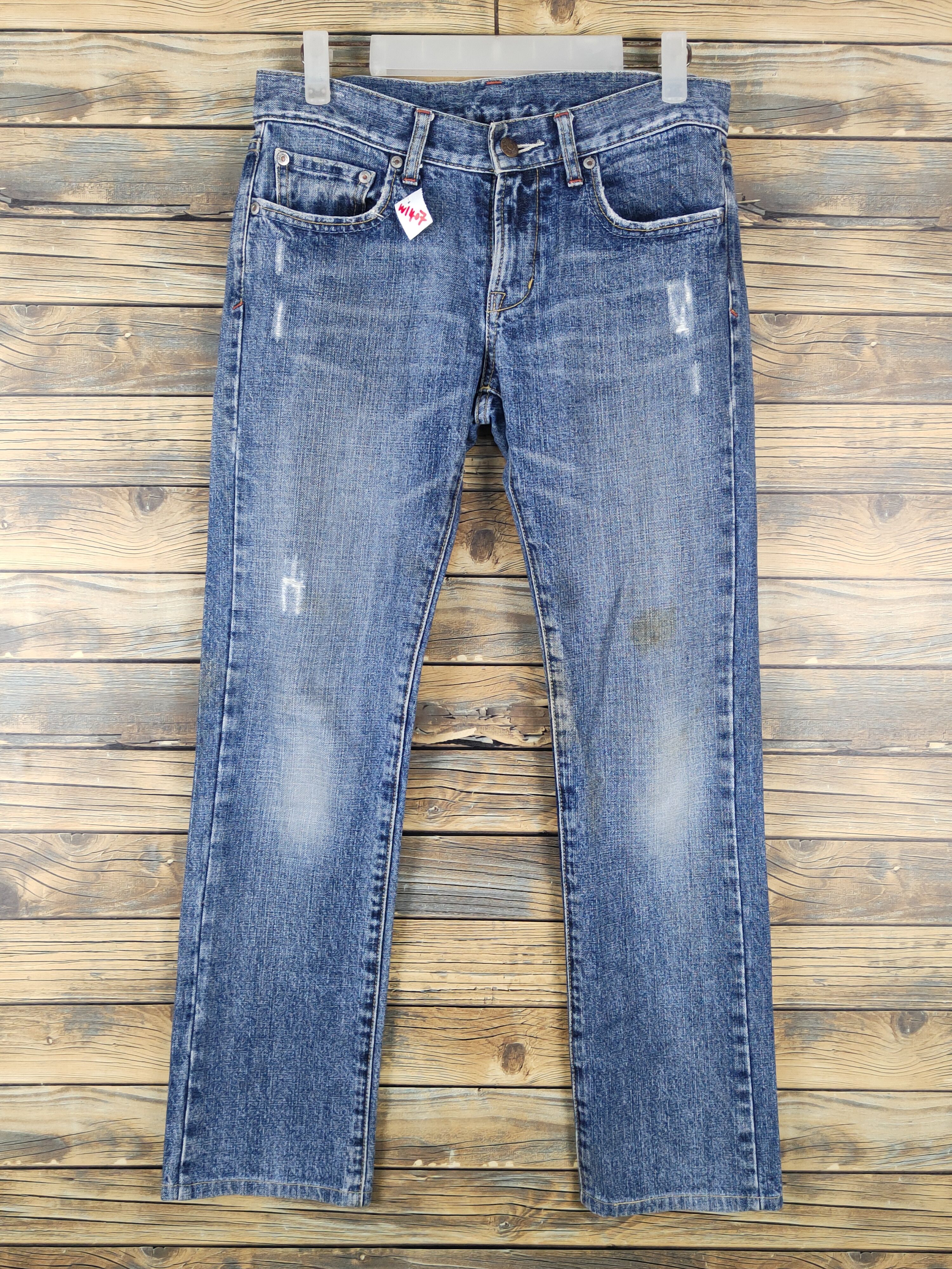 Japanese Brand Uniqlo Blue Distressed Ripped denim Jeans #W1407 Size 30" / US 8 / IT 44 - 1 Thumbnail