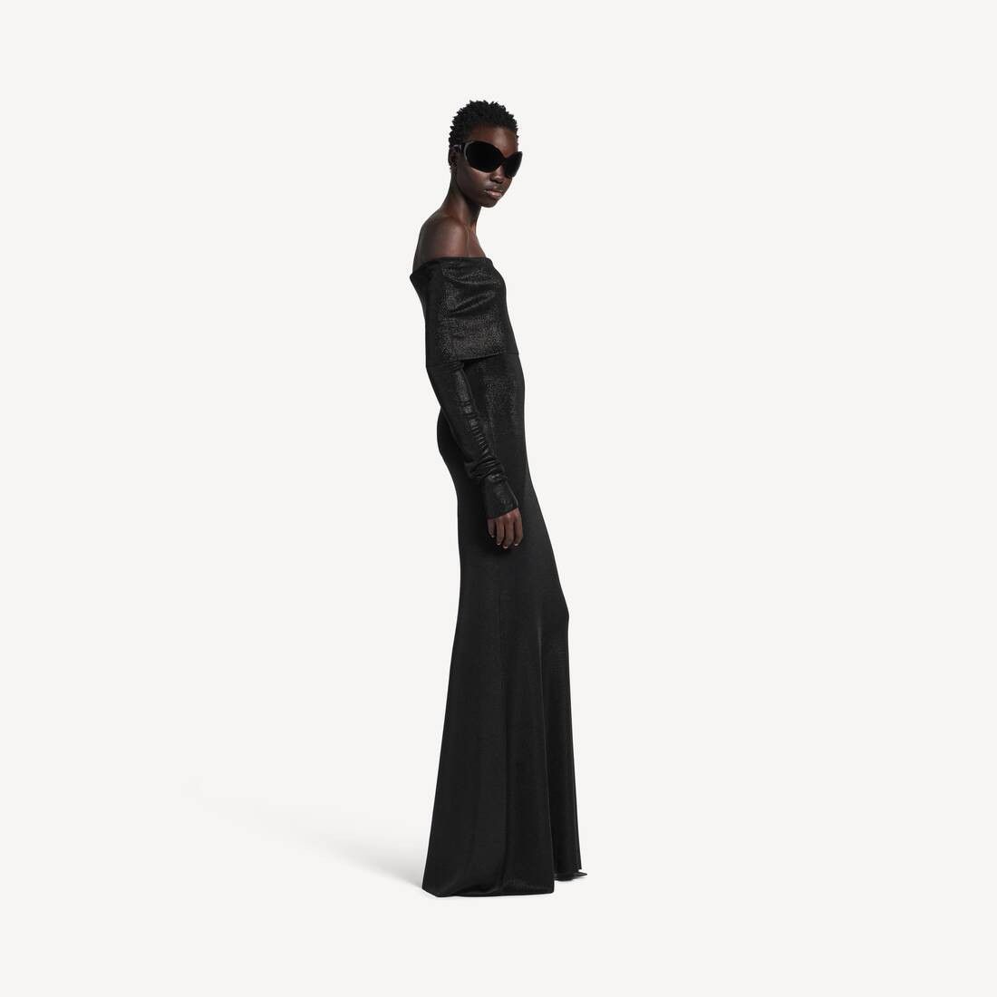 Balenciaga o1in1g0326 Off-Shoulder Maxi Dress in Black Size XS / US 0-2 / IT 36-38 - 3 Thumbnail