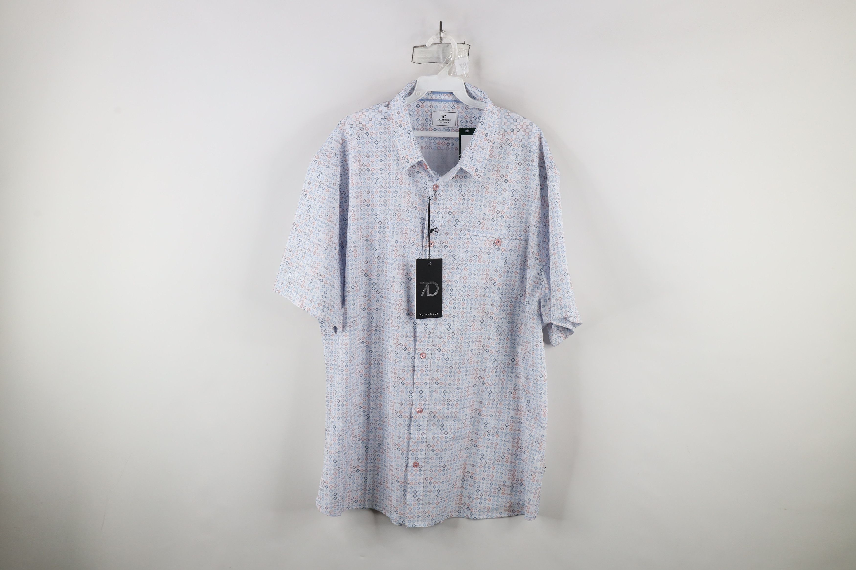 Vintage New 7 Diamonds 4 Way Stretch Short Sleeve Button Shirt Size US XXL / EU 58 / 5 - 1 Thumbnail