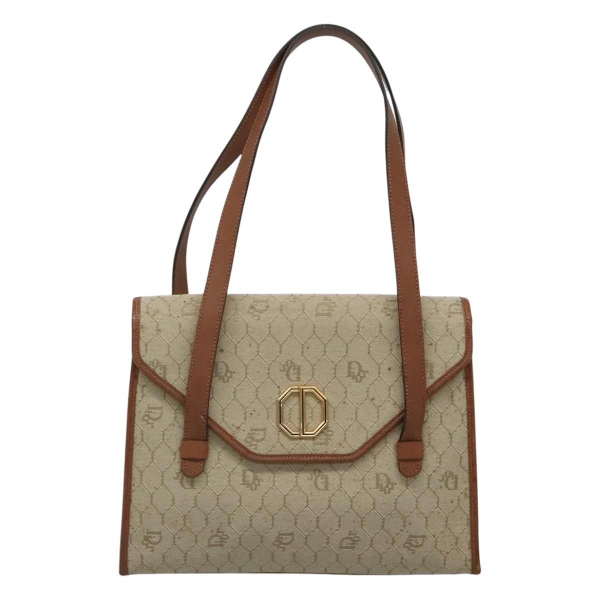Dior DIOR Honeycomb Canvas Shoulder Bag Beige Gold Size ONE SIZE - 13 Thumbnail
