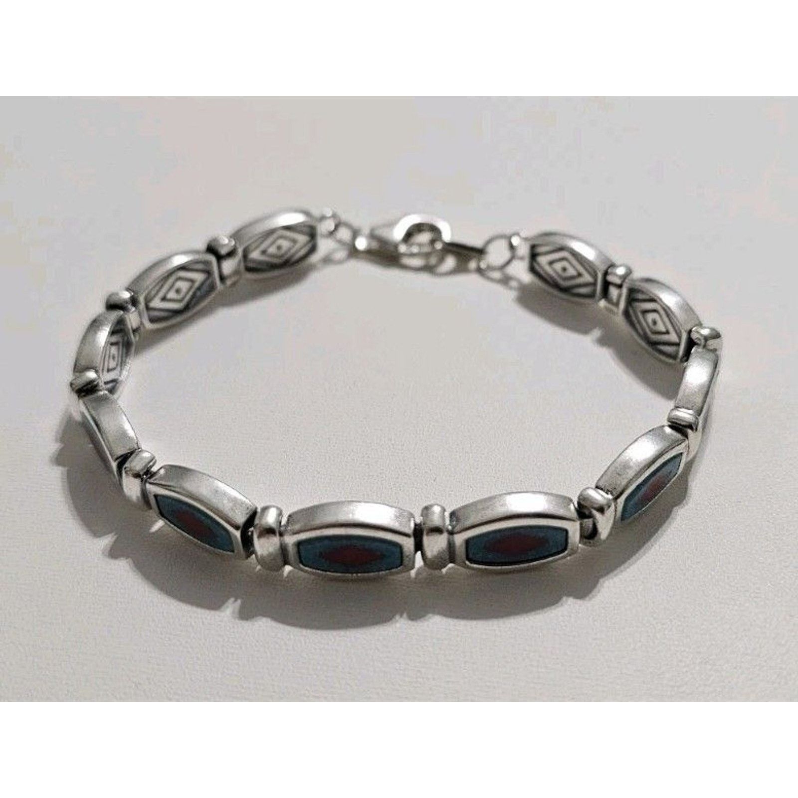 Other Vintage Western Sterling Silver Bracelet 925 Turquoise Gem Size ONE SIZE - 1 Thumbnail