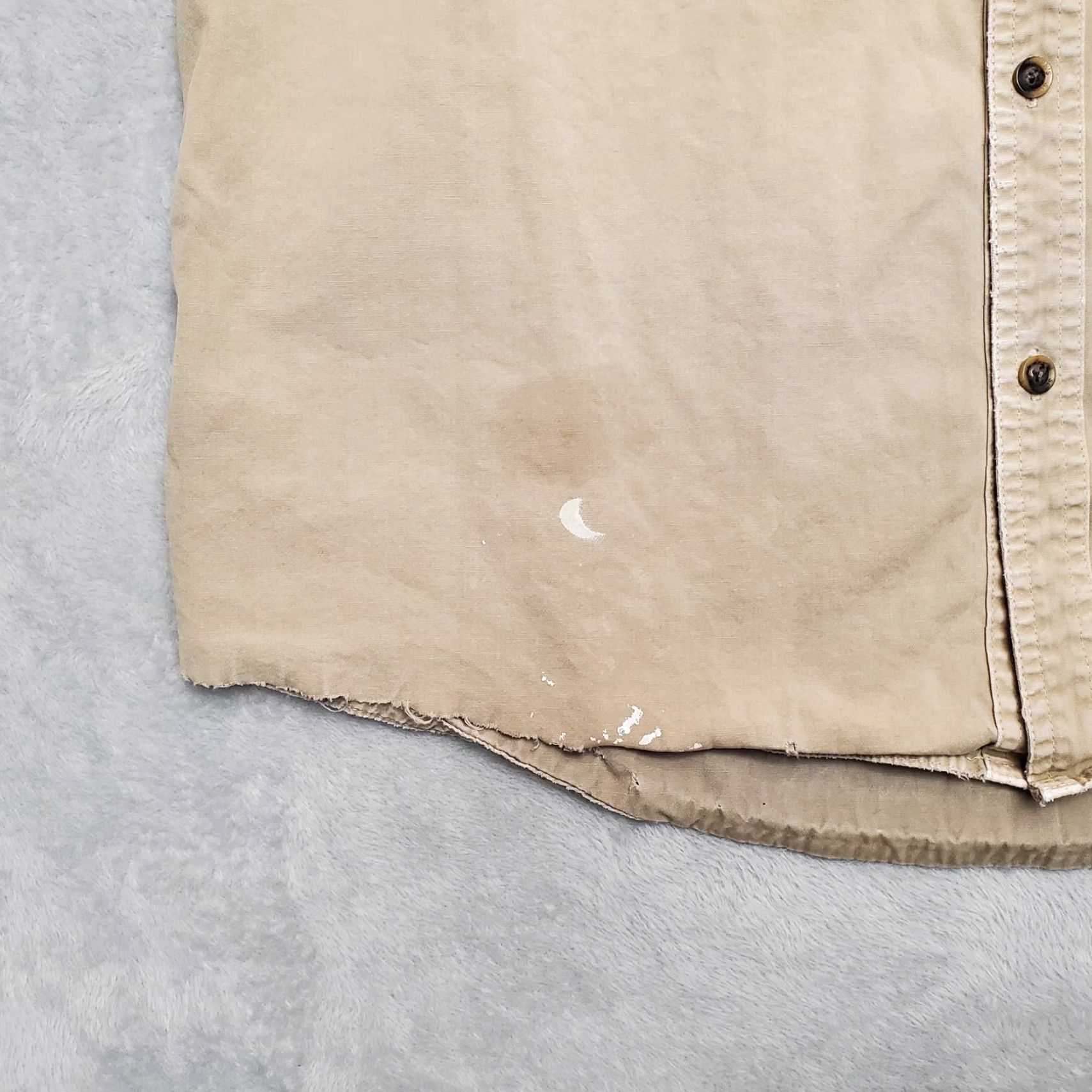 Vintage Schnees Shirt Mens L Khaki Canvas Outdoor Casual Cut Sleeves Distressed Work Button-Up Cotton Canvas Size US L / EU 52-54 / 3 - 4 Thumbnail
