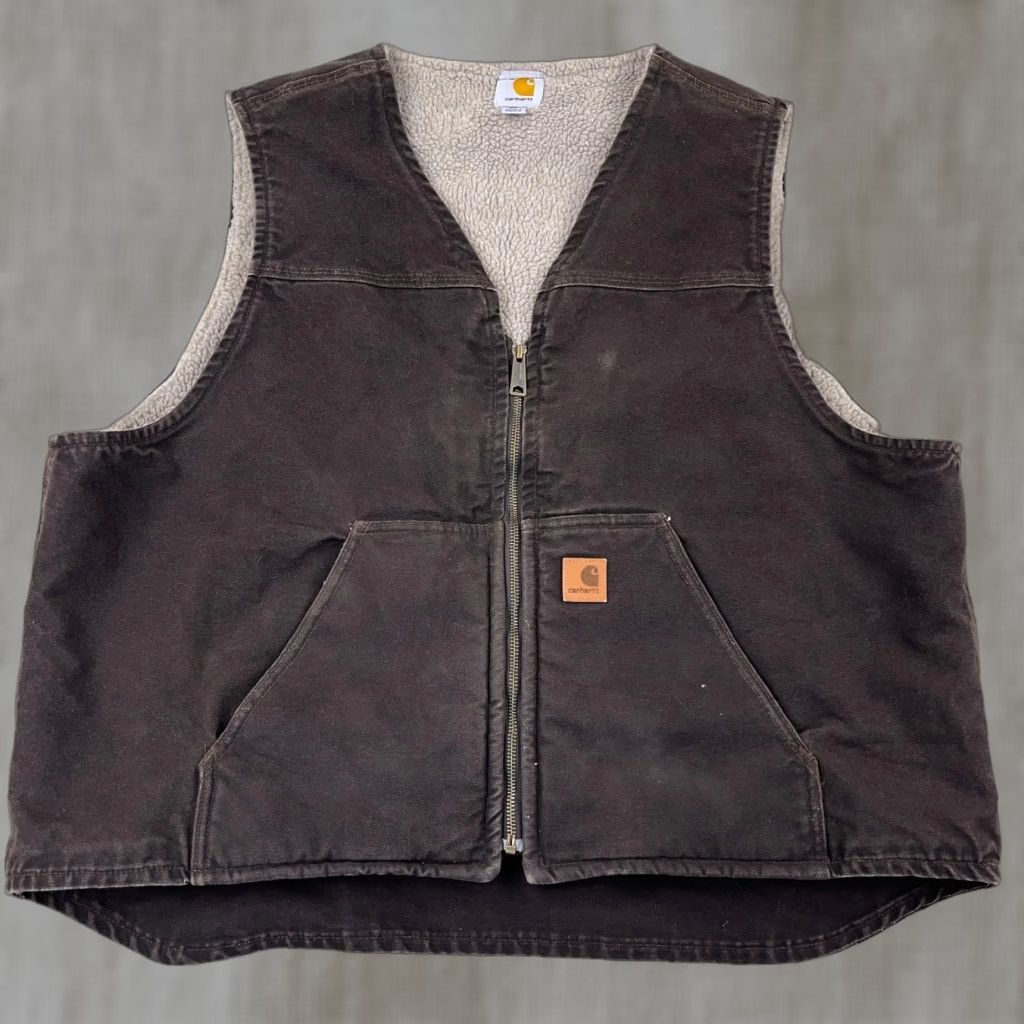Carhartt VINTAGE Carhartt Jacket Vest Men 2XL Duck Canvas Quilted Lined Dark Brown 90s Outdoor USA Mens Size US XXL / EU 58 / 5 - 1 Thumbnail