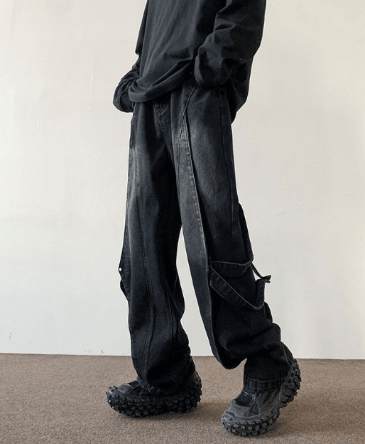 Japanese Brand × Jean Men's cool washed distressed loose straight cargo jeans Size US 32 / EU 48 - 4 Thumbnail