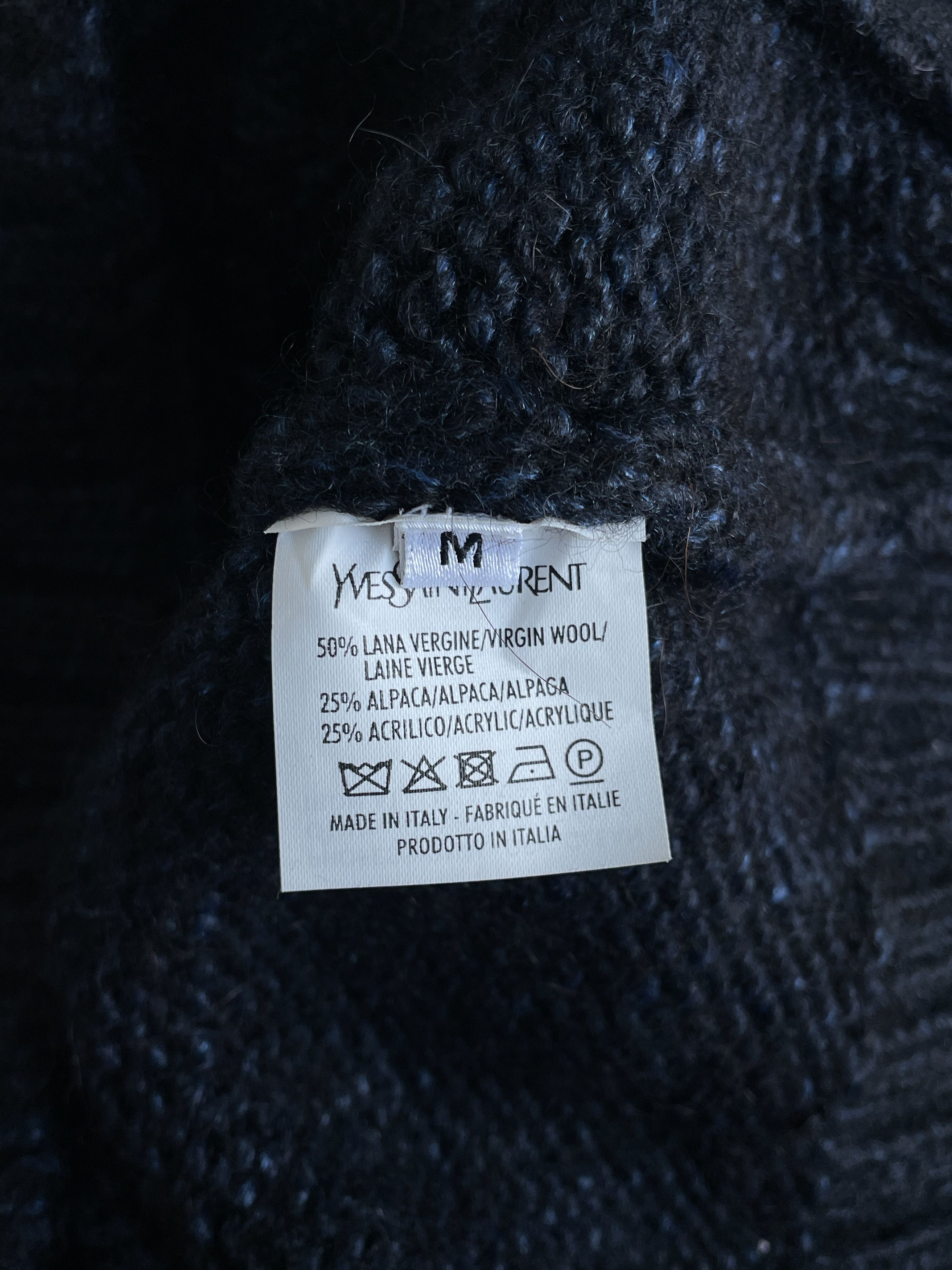 Yves Saint Laurent navy wool shawlneck sweater Size US M / EU 48-50 / 2 - 9 Thumbnail