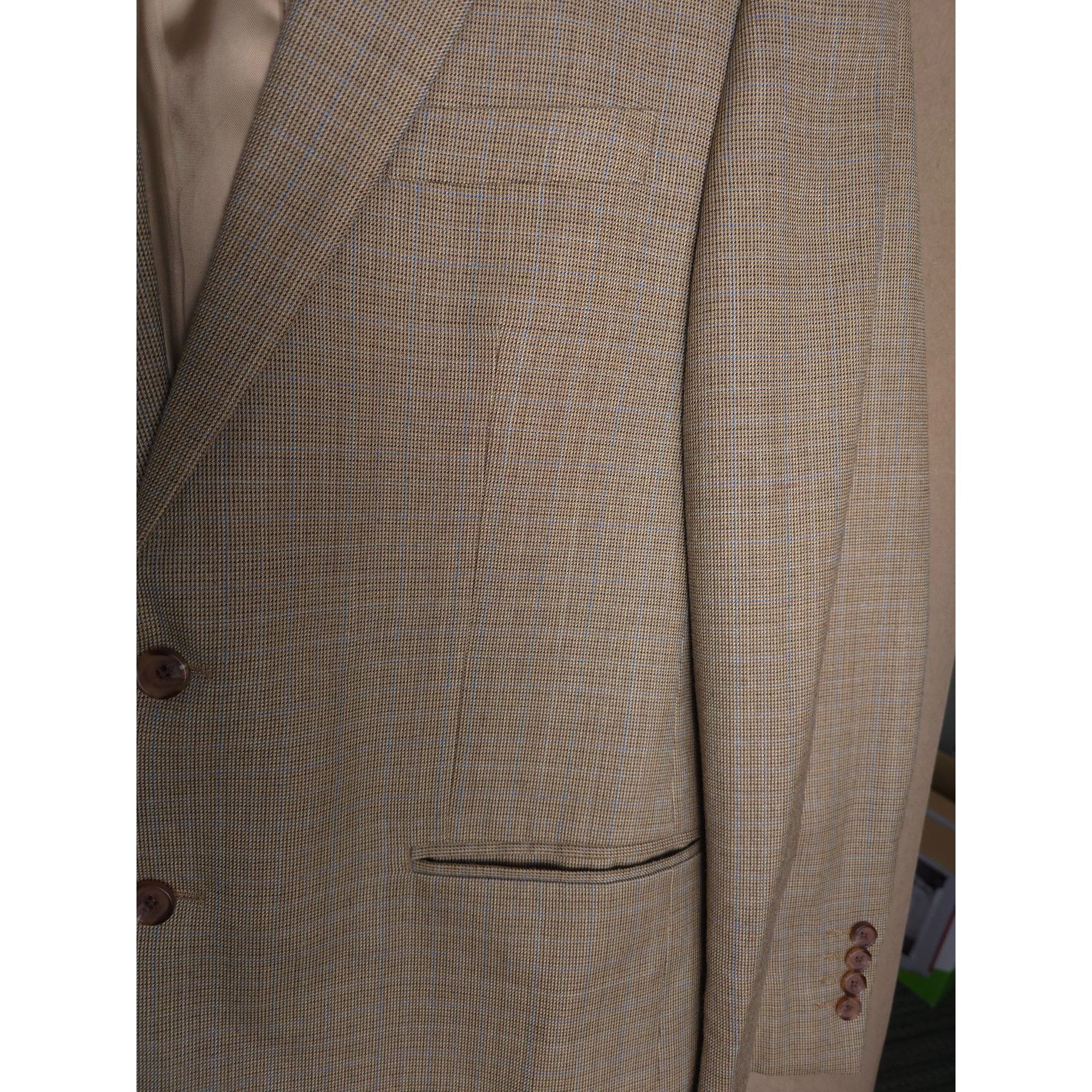 Ralph Lauren Ralph Lauren Mens wool Blazer 44R Silk lined Tan Herringbone Size 44R - 5 Thumbnail