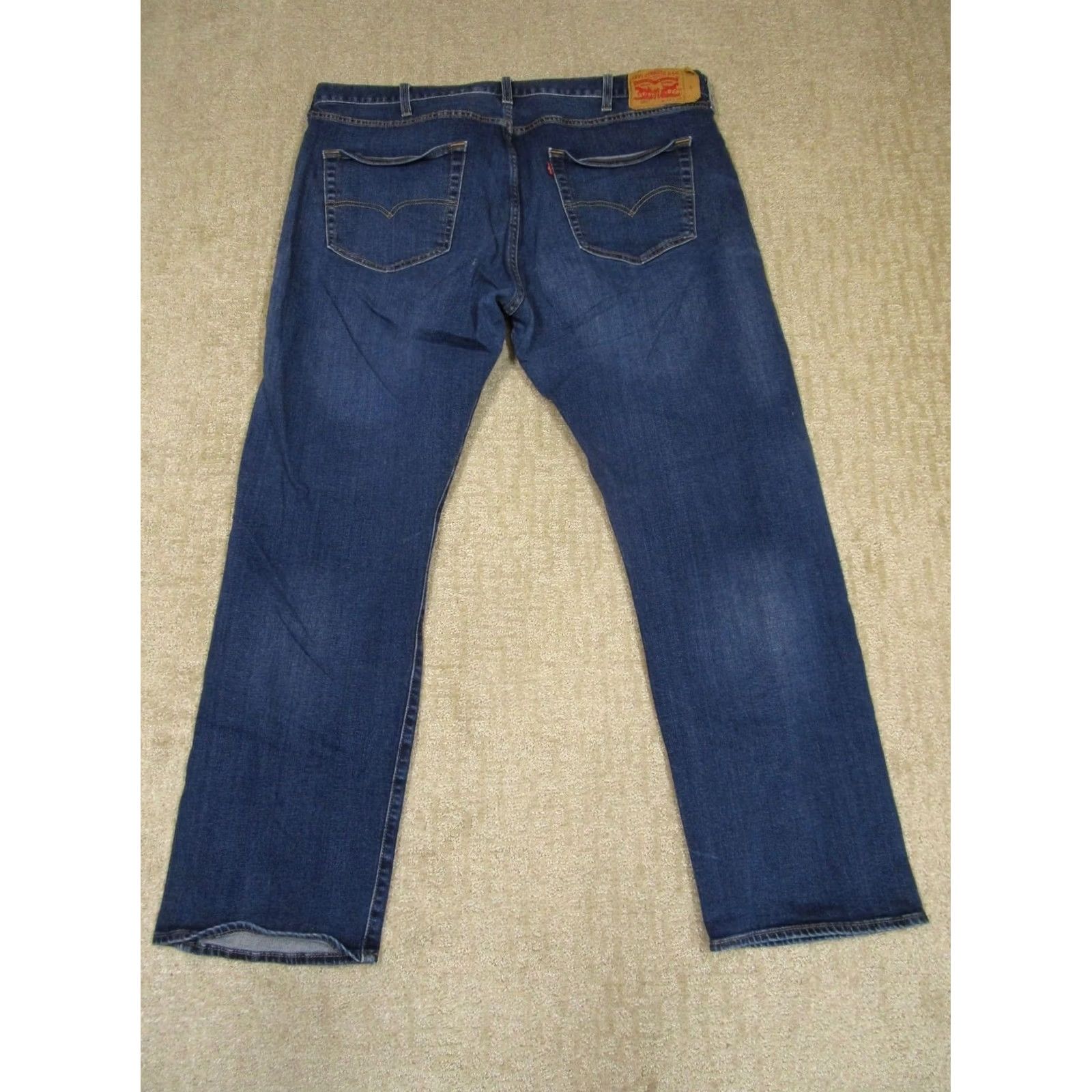 Levi's Levi's 501 Jeans Men 44x32 Blue Button Fly Original Fit Pants Dark Wash Distressed Logo 5-Pocket Denim Regular Fit Leather? Size US 44 / EU 60 - 4 Thumbnail