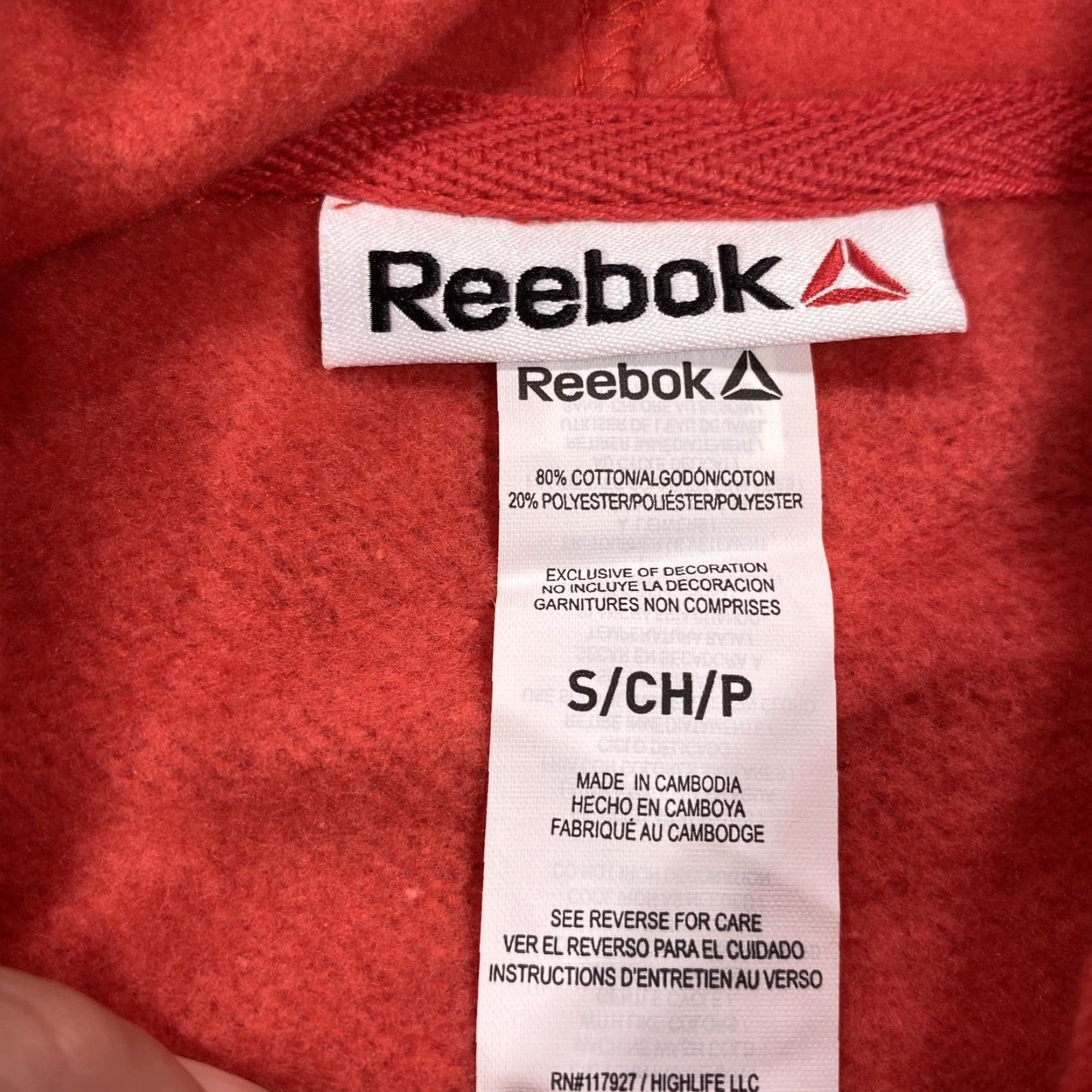 Reebok Reebok Hoodie Mens S Rococco Red Pullover Fleece Graphic Logo Hooded Pockets Casual Autumn Mens Size US S / EU 44-46 / 1 - 4 Thumbnail