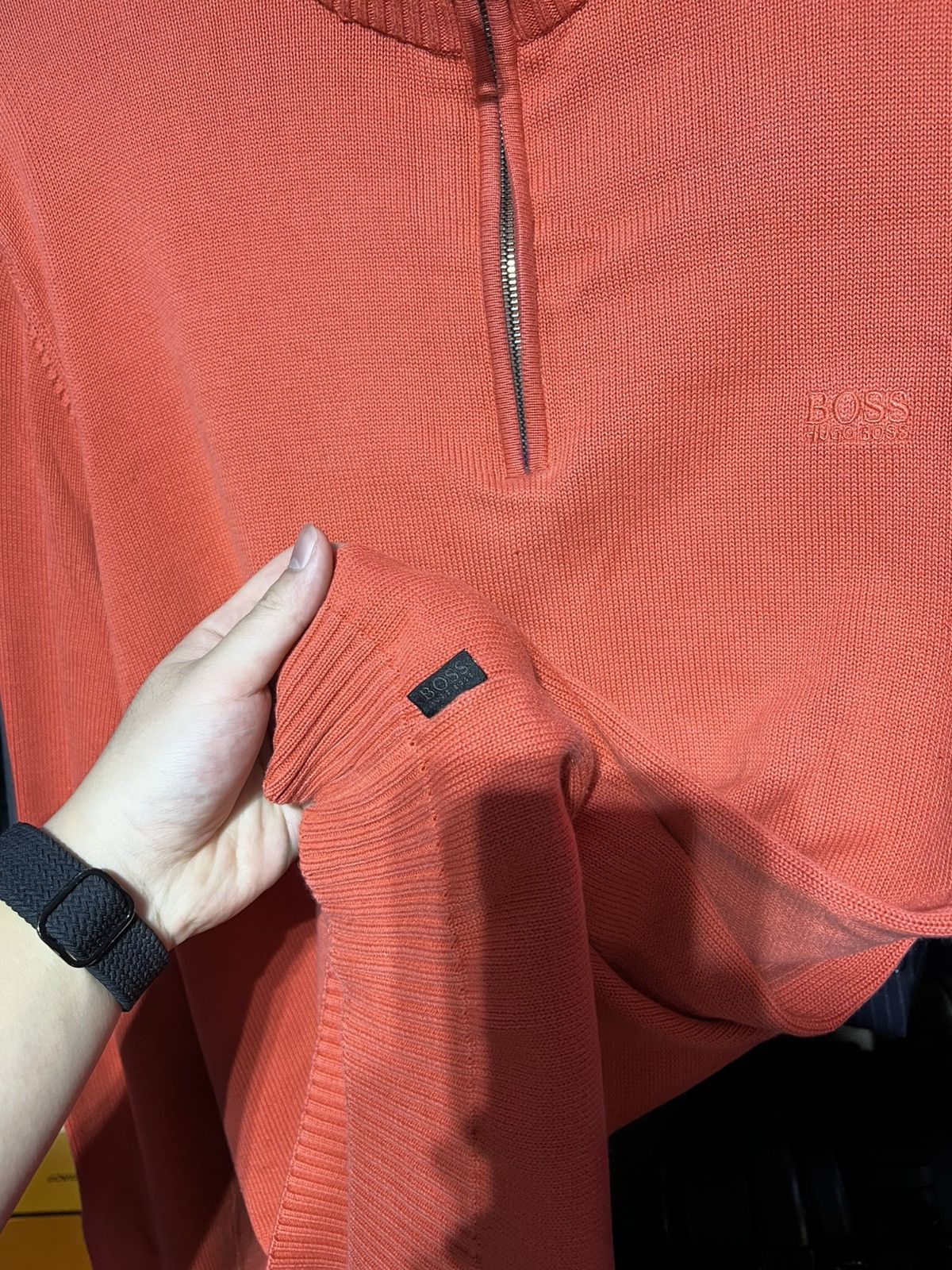 Hugo Boss Hugo Boss 1/4 Zip Sweater - Salmon. Size L Size US L / EU 52-54 / 3 - 5 Thumbnail