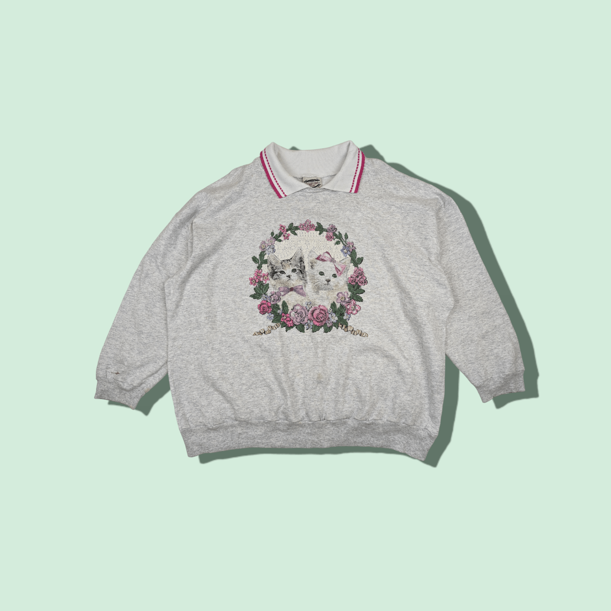 CAT'S PAW Vintage 90's CUTE CAT Animal Tee Jumper Sweatshirt Size XXL / US 16-18 / IT 52-54 - 1 Thumbnail