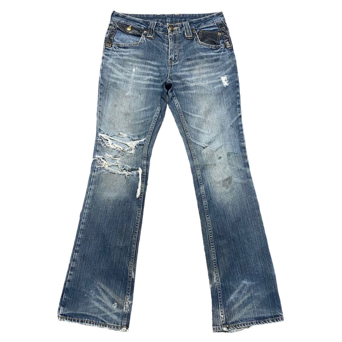 Japanese Brand Japanese Brand TRIXY Thrashed Mudmax Flare Jeans Size US 30 / EU 46 - 1 Thumbnail