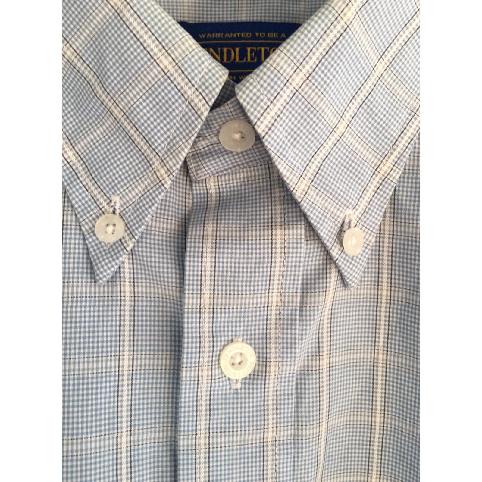 Pendleton Pendleton Mens Large L Button-Front Metro Shirt Wrinkle Resistant Blue 100% Cotton Button-Up Plaids & Checks Long Sleeve Size US L / EU 52-54 / 3 - 4 Thumbnail