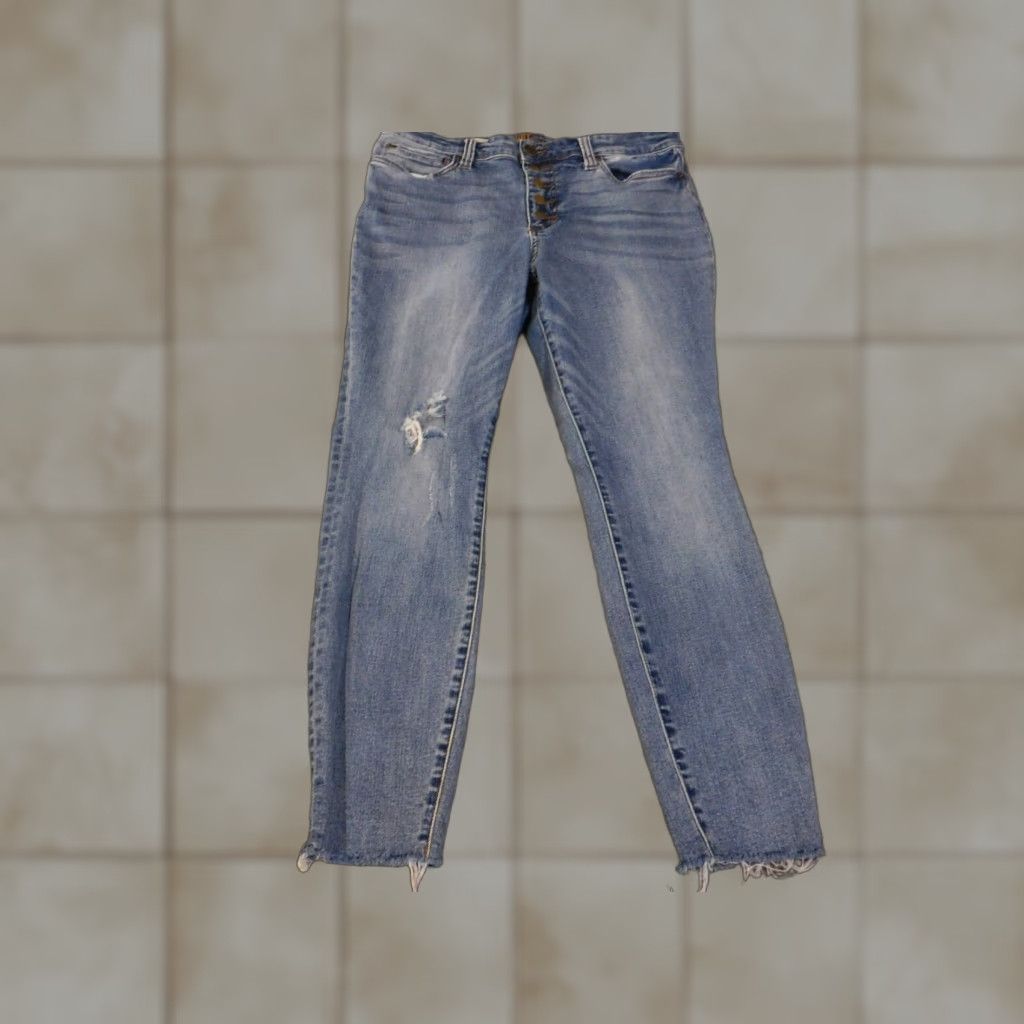 Vintage Kut from the Kloth Jeans 12 ankle skinny carlo womens blue distresed denim Size 24" / US 00 / IT 34 - 1 Thumbnail