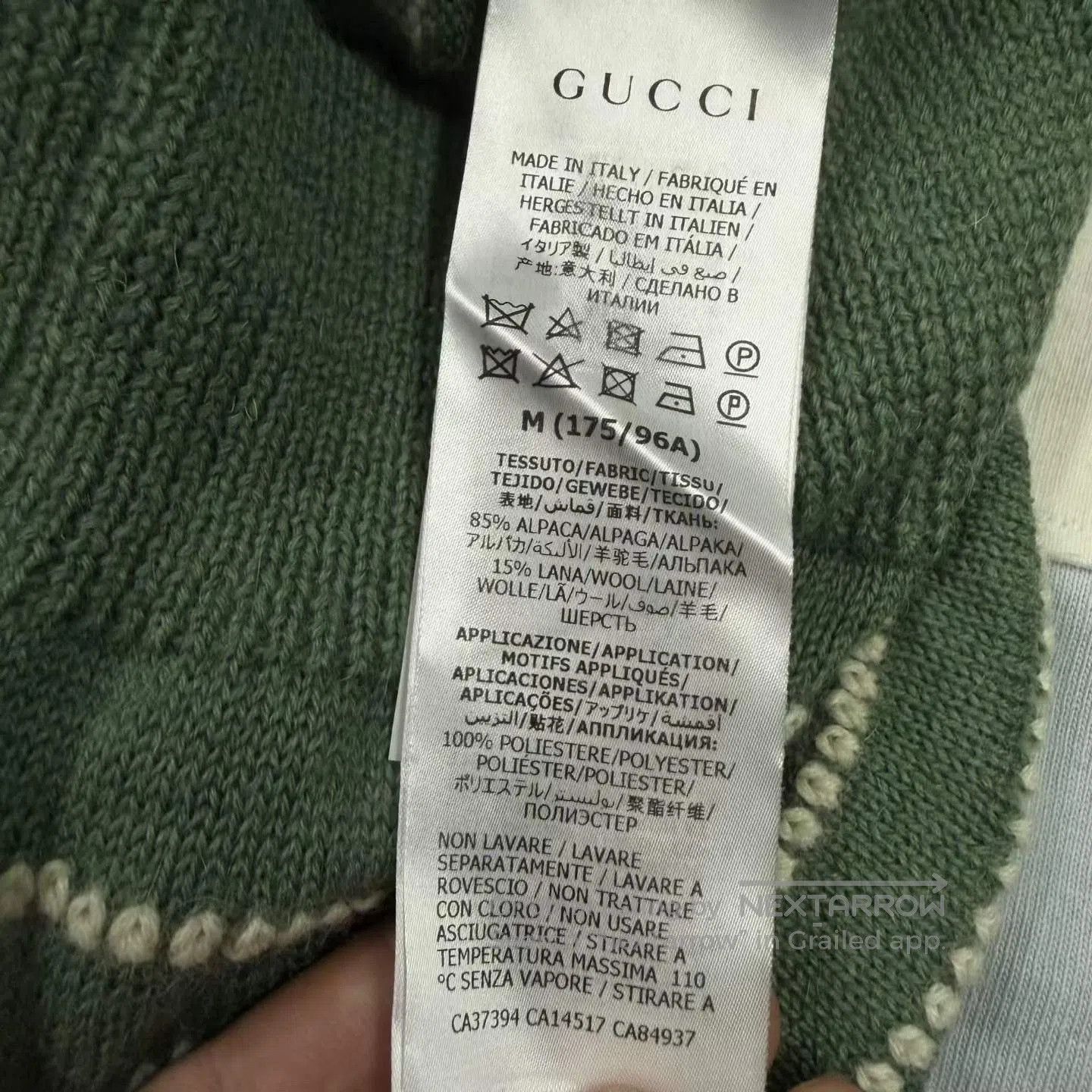 Gucci Gucci Green White Striped V-Neck Sweater. Size US M / EU 48-50 / 2 - 3 Thumbnail