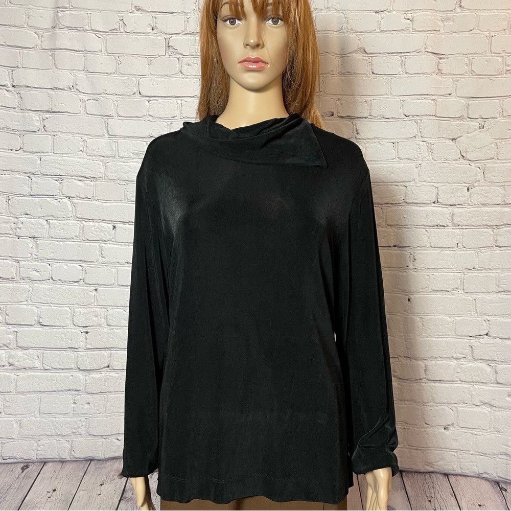 Chicos Chico's Travelers Black Liquid Knit Triangle Cowl Neck Top Size XL / US 12-14 / IT 48-50 - 1 Thumbnail