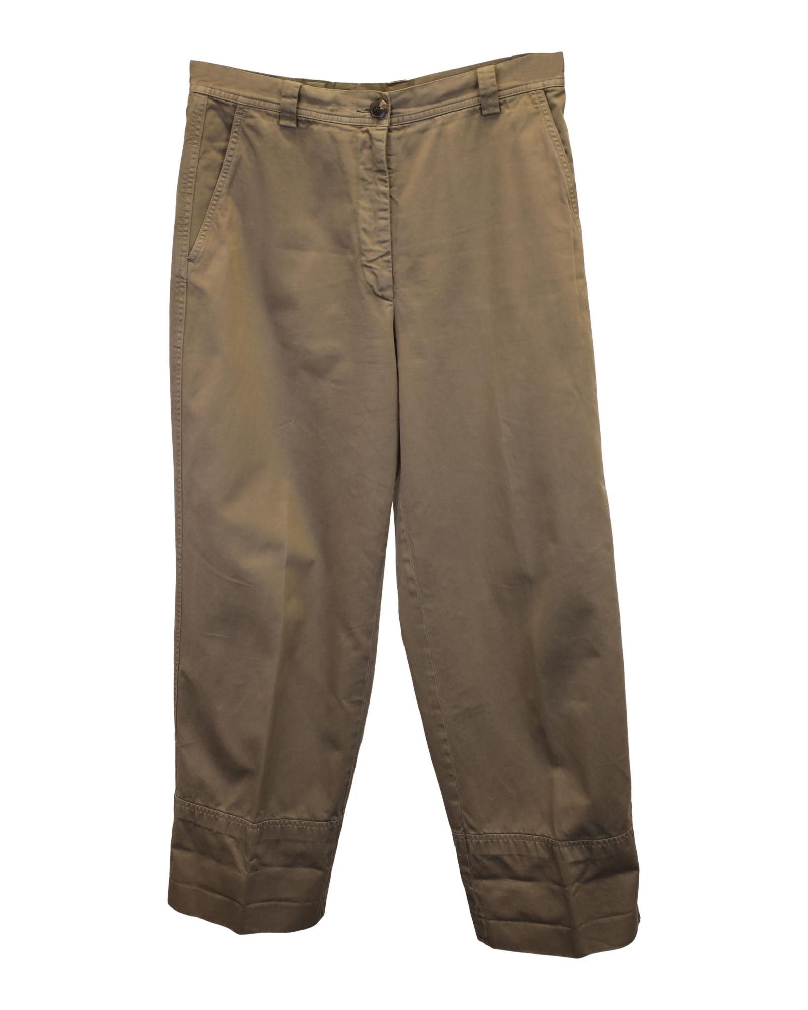 image of Relaxed Beige Cotton Straight Leg Pants By Dries Van Noten, Women's (Size 26)