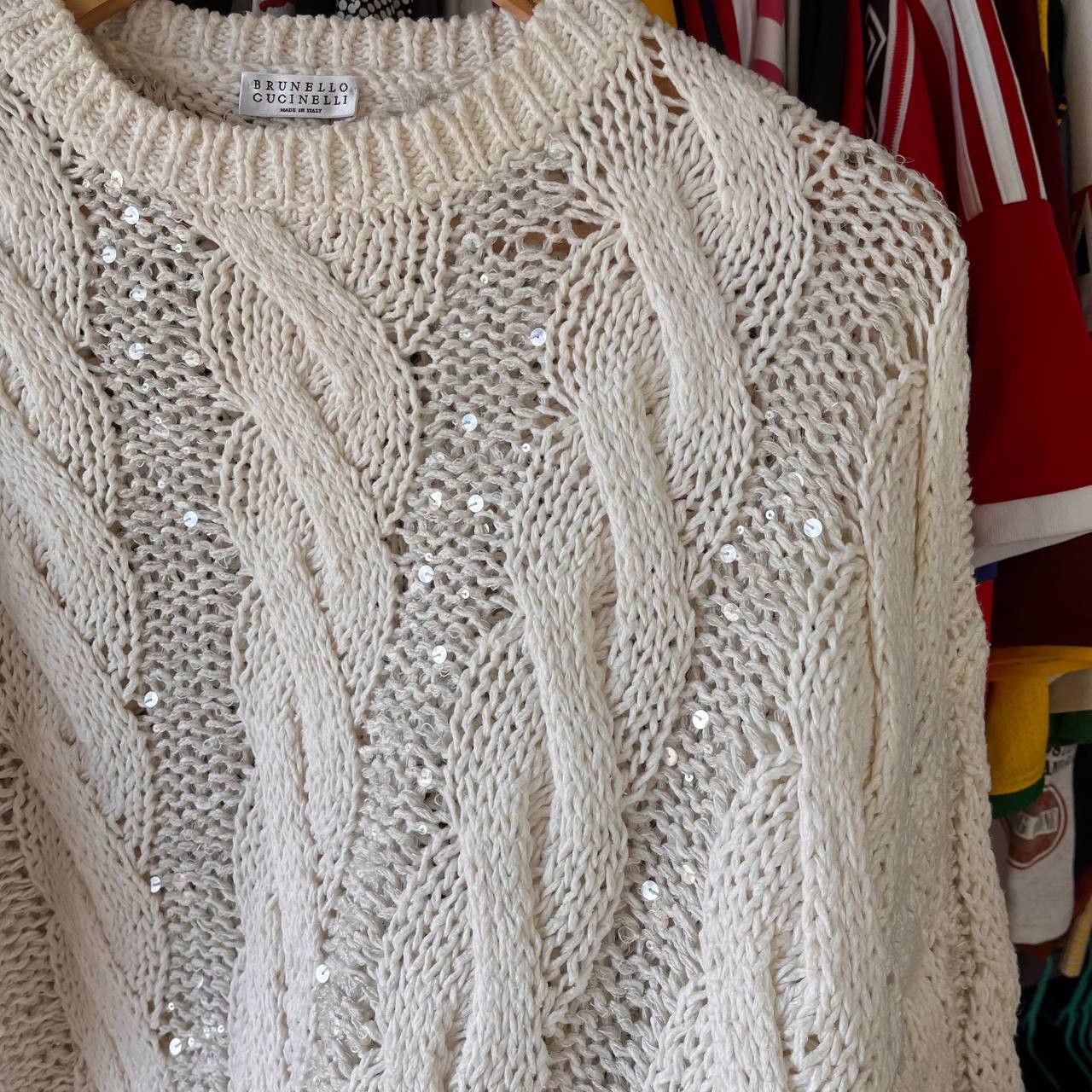 Brunello Cucinelli Brunello Cucinelli Cropped Sequin Cable Knit Sweater XS Size XS / US 0-2 / IT 36-38 - 4 Thumbnail