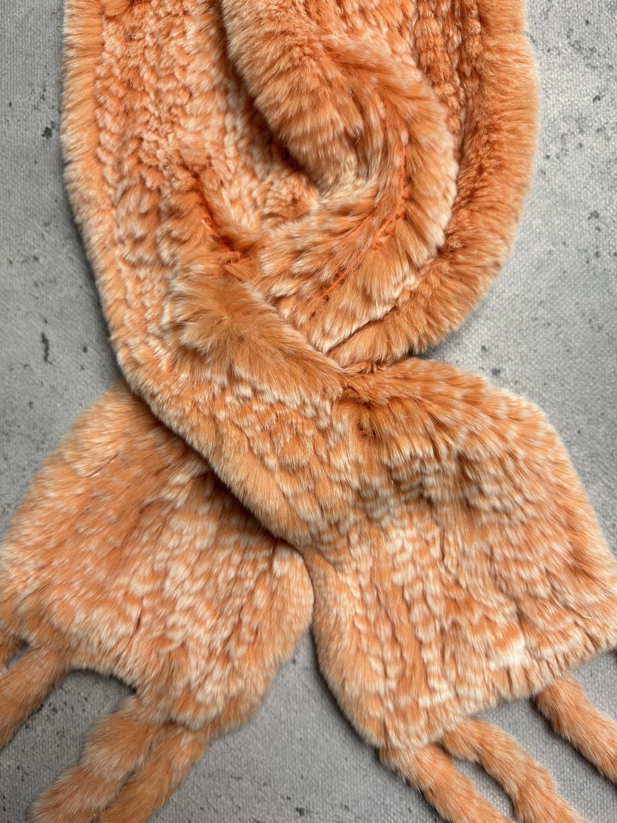 Vintage Mersmann Orange Rabbit Real Fur Scarf Hype Avant Garde Lux Size ONE SIZE - 10 Thumbnail