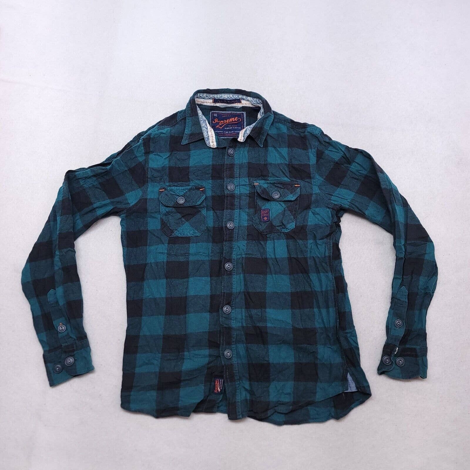 Burnside Supreme Gingham Flannel Shirt Mens Size Medium M Blue Black ...