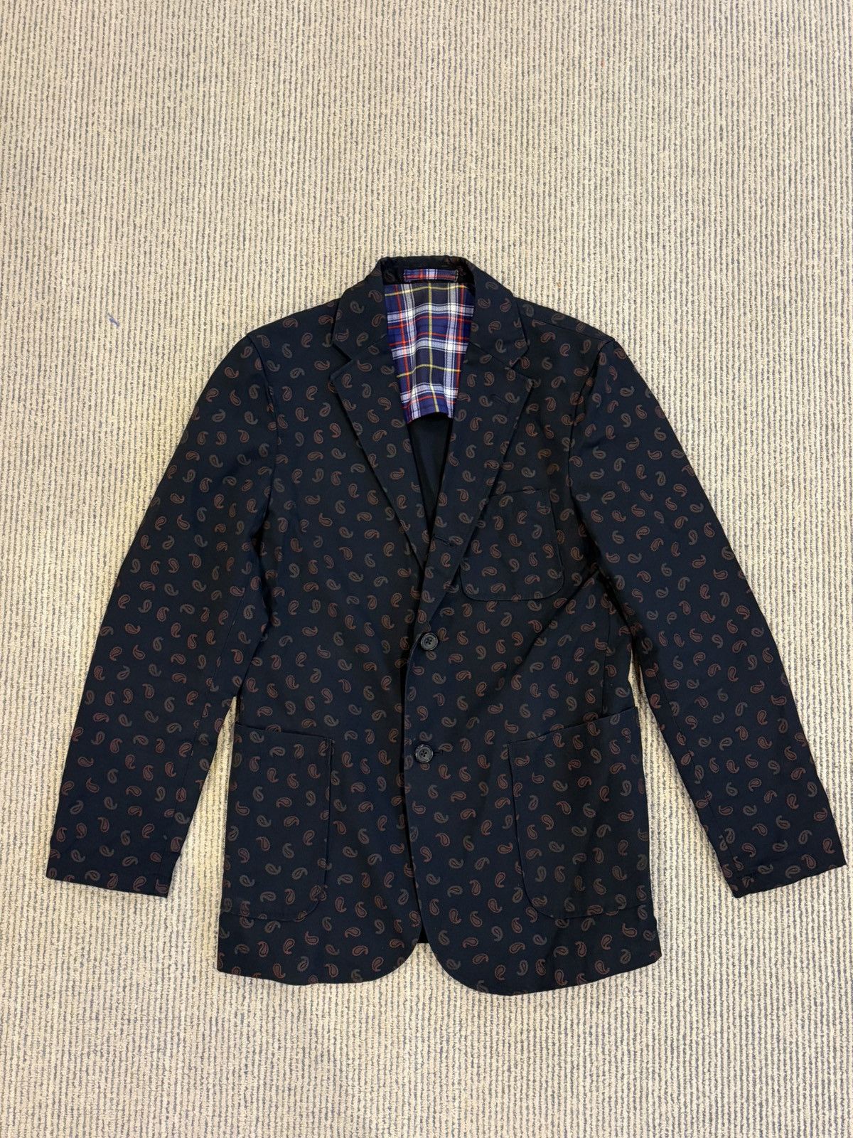 Beams Plus Navy Paisley Print Jacket Size 44R - 1 Thumbnail