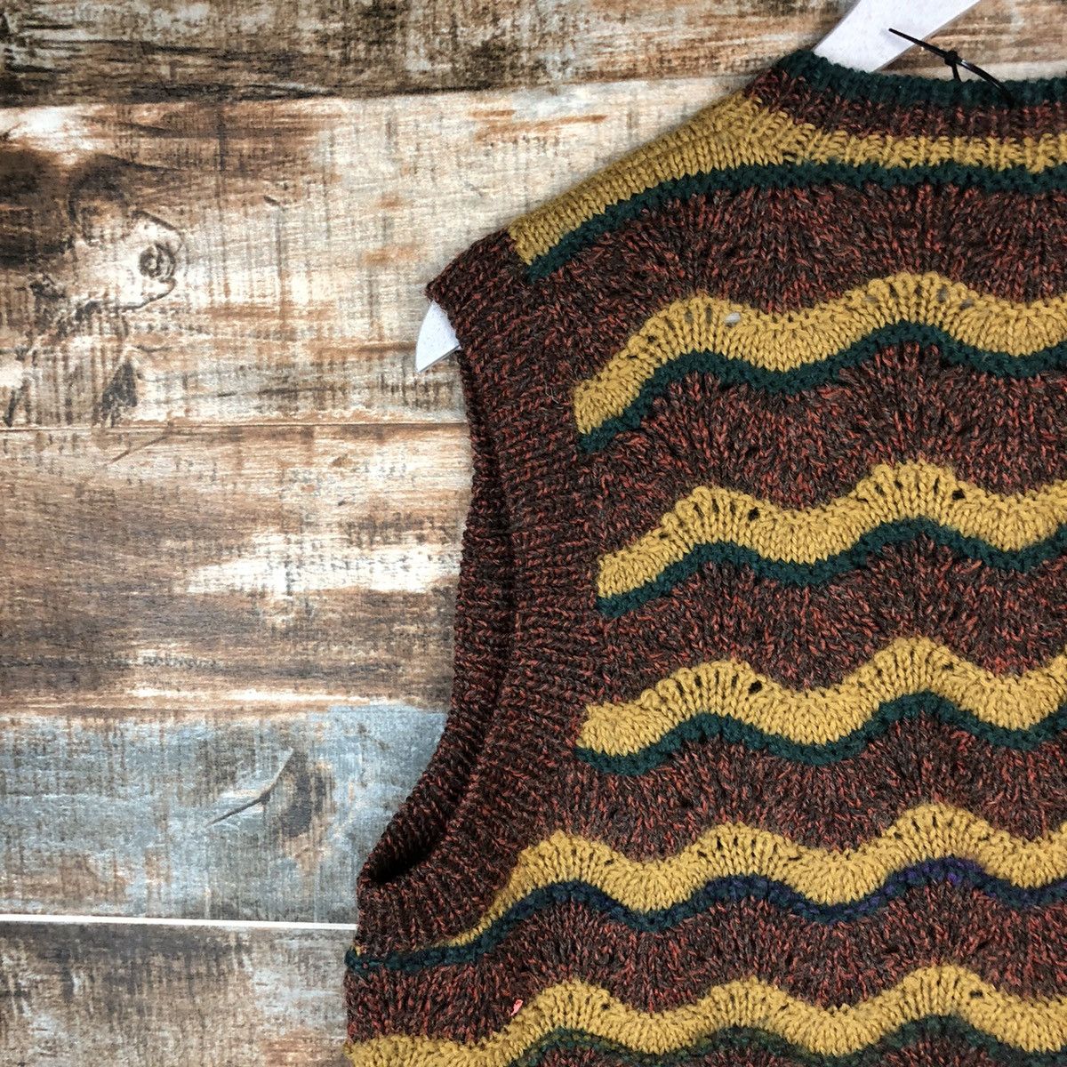 Handmade × Japanese Brand × Vintage Japan vintage wave cardigan Vest Knitwear #A2047 Size M / US 6-8 / IT 42-44 - 11 Thumbnail
