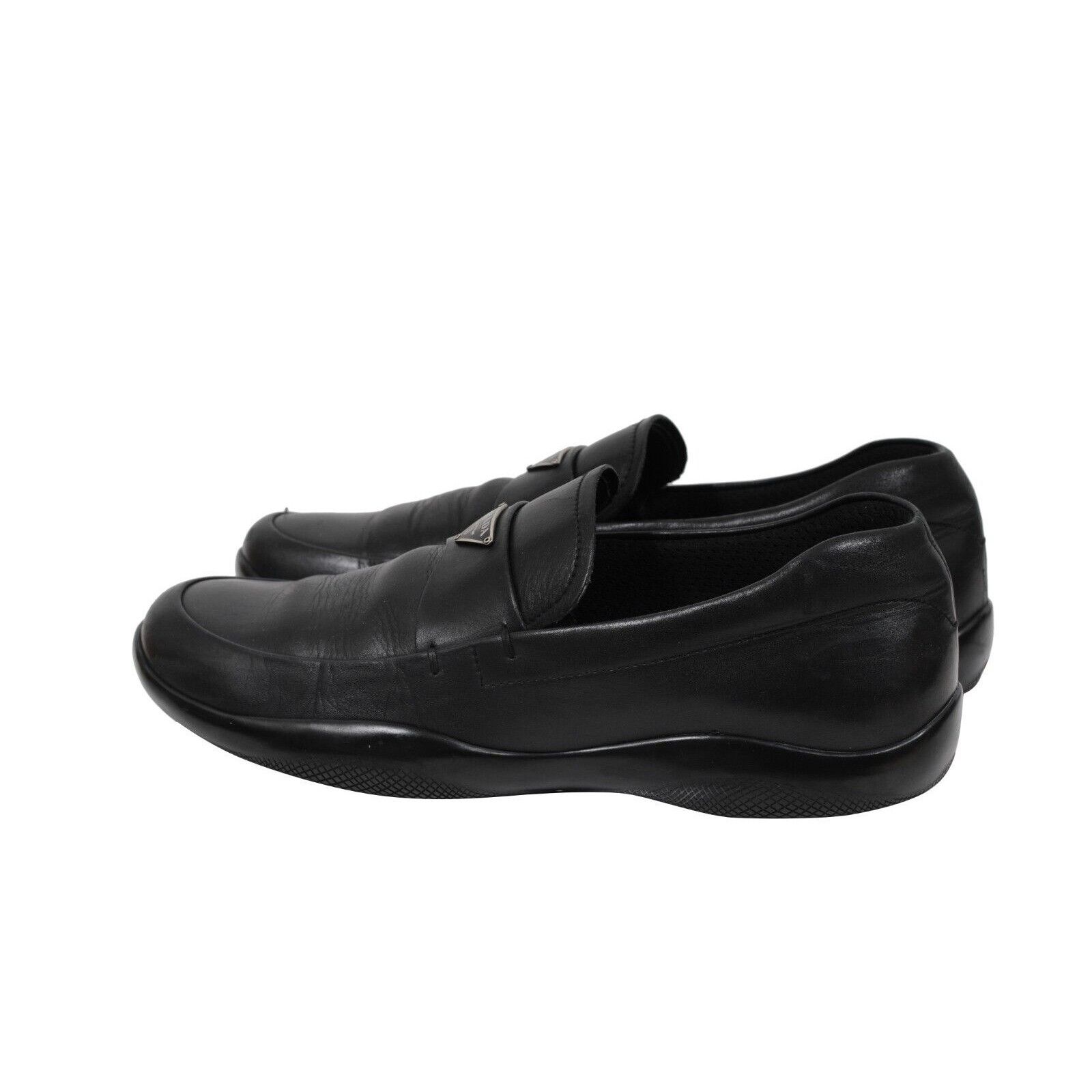 Prada Logo Plaque Loafers Black Leather Moccasin - 01900 Size US 7 / EU 40 - 5 Thumbnail