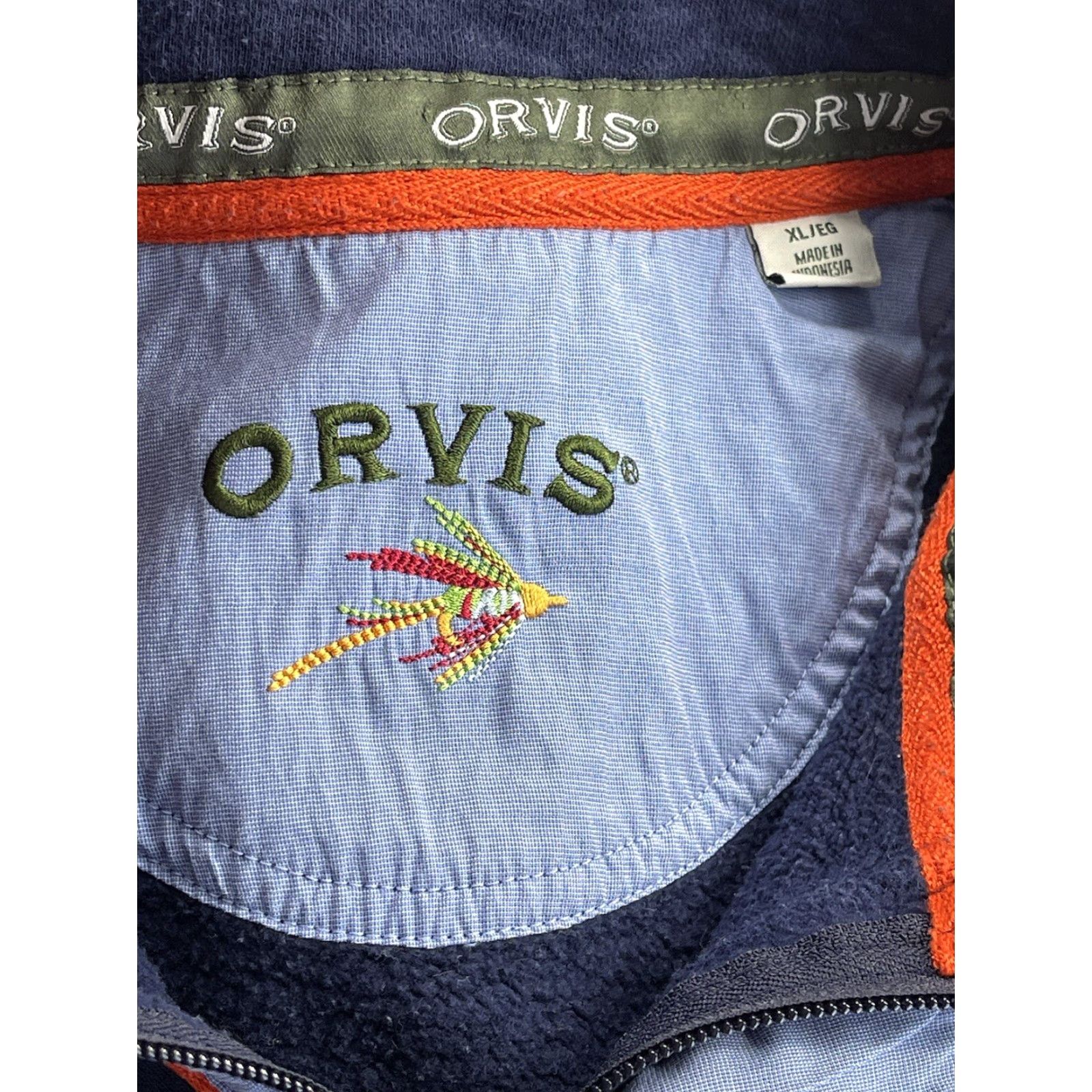 Orvis Orvis Sweater 1/4 Zip Pullover XL Mens Navy Blue Trout Fisherman Casual Knit Wool Cotton Polyester Fleece Size US XL / EU 56 / 4 - 3 Thumbnail