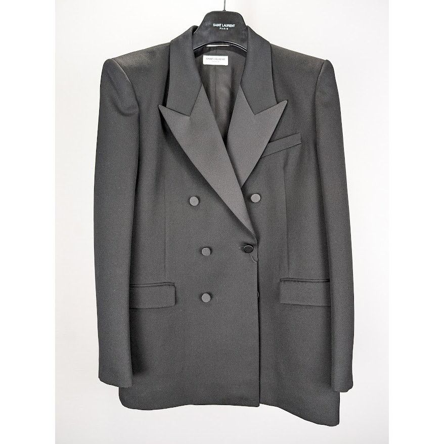 Saint Laurent Paris o1rshd1 Grain De Poudre De Laine Evening Jacket in Noir Size US L / EU 52-54 / 3 - 2 Thumbnail