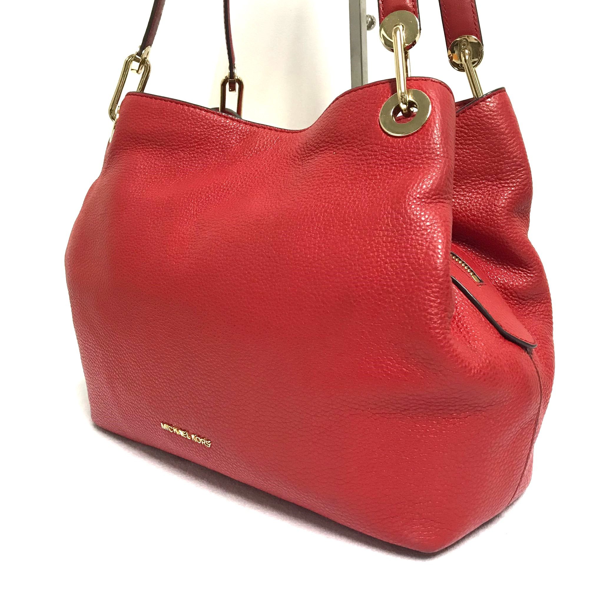 Michael Kors Michael Kors Raven Large Leather Shoulder Bag in Terracota Size ONE SIZE - 4 Thumbnail