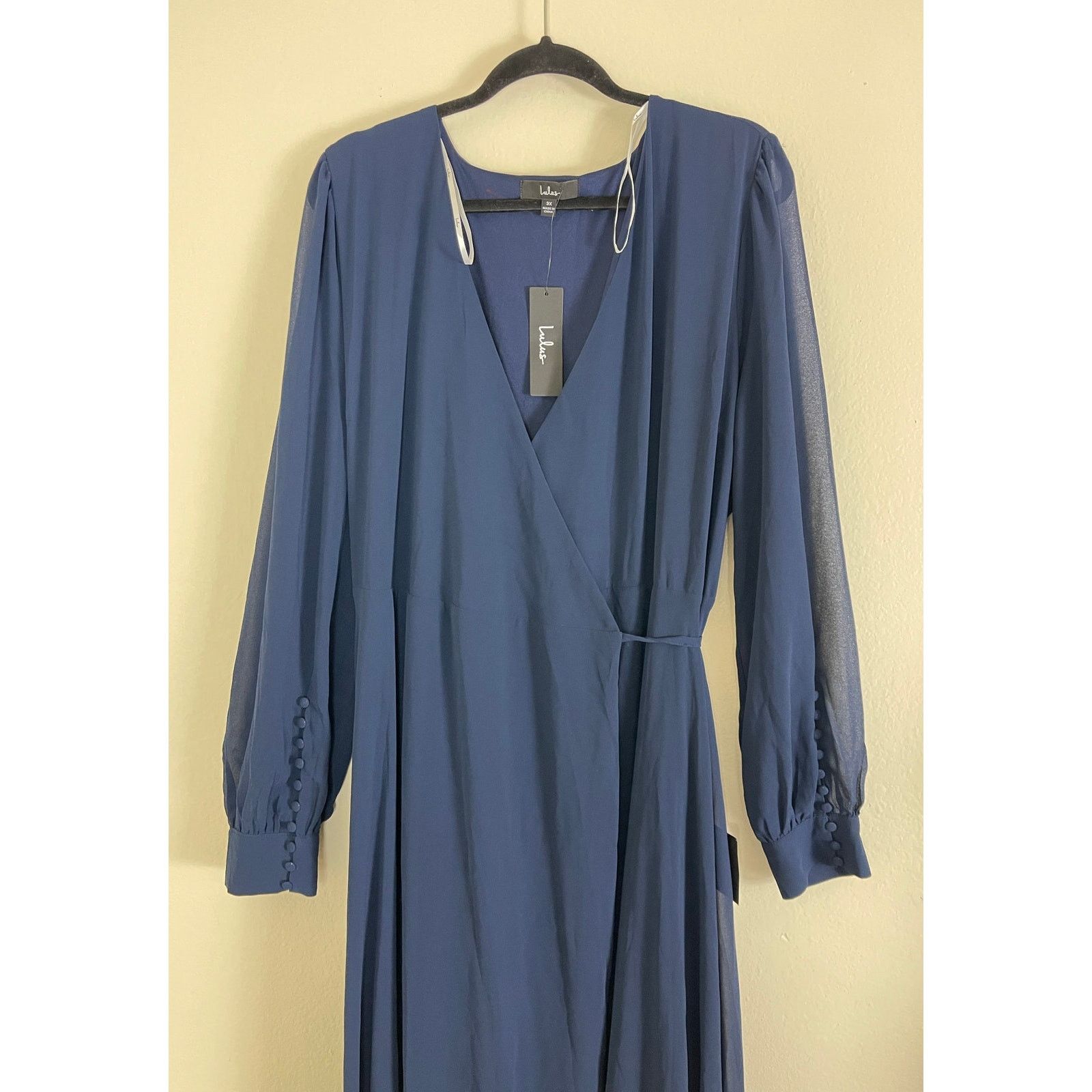 Other LULUS Dark Navy Blue Long Sleeve Wrap Dress - Size 3X Size 3XL / US 20-22 - 4 Thumbnail