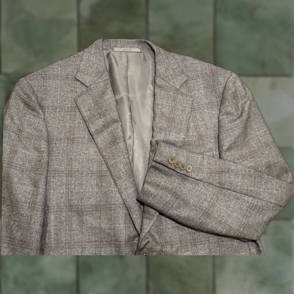 Ermenegildo Zegna ERMENEGILDO ZEGNA Blazer Jacket Plaid Windowpane Cashmere Silk Blend Multicolor 40R Men Size 40R - 1 Thumbnail