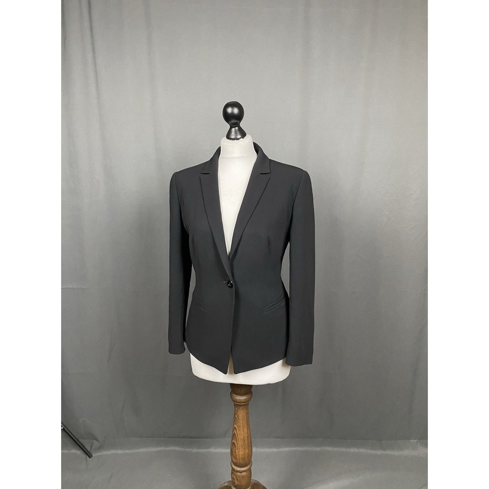 Max Mara MINT! Max Mara Studio Black 1-Button Notched Lapel Wool Blaz Size L / US 10 / IT 46 - 4 Thumbnail