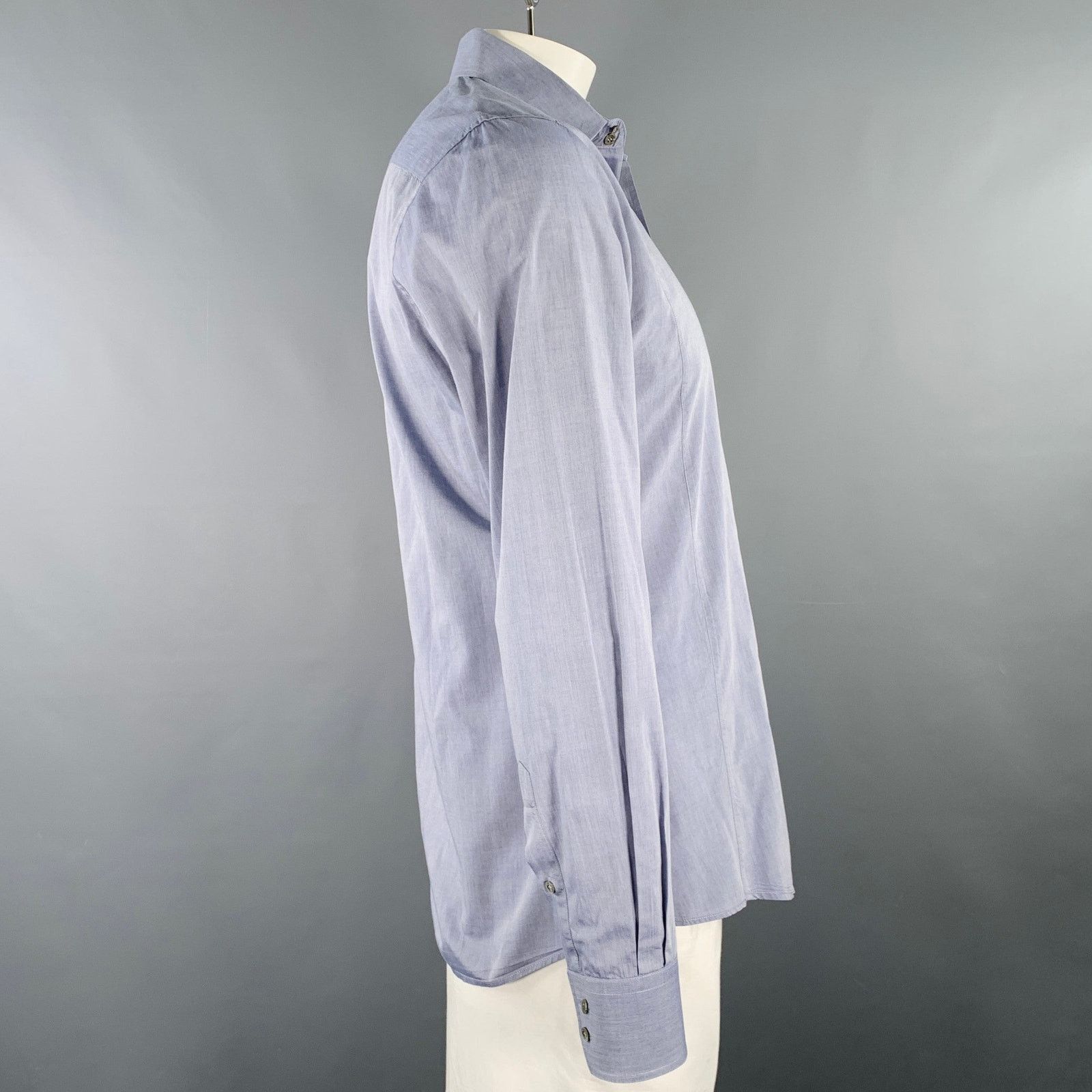 Gucci GUCCI Size L Blue Grey Fitted Button Up Long Sleeve Shirt Size US L / EU 52-54 / 3 - 2 Thumbnail