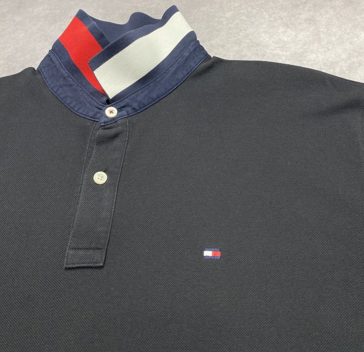 Tommy Hilfiger Vintage Tommy Hilfiger Striped Mandarin Collar Polo Shirt Size US XL / EU 56 / 4 - 2 Thumbnail