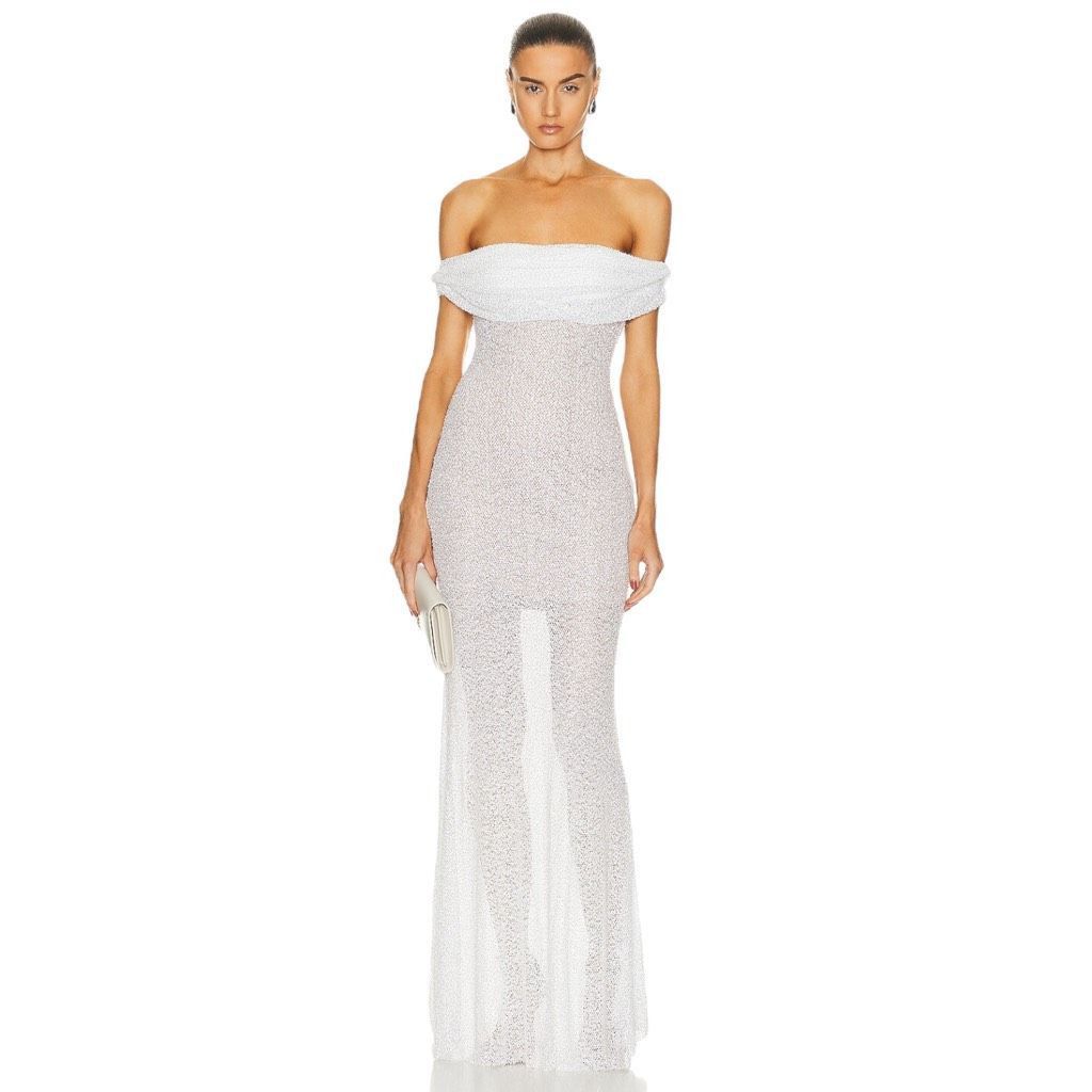 Self-Portrait self-portrait Beaded Maxi Dress in White Size S / US 4 / IT 40 - 2 Thumbnail