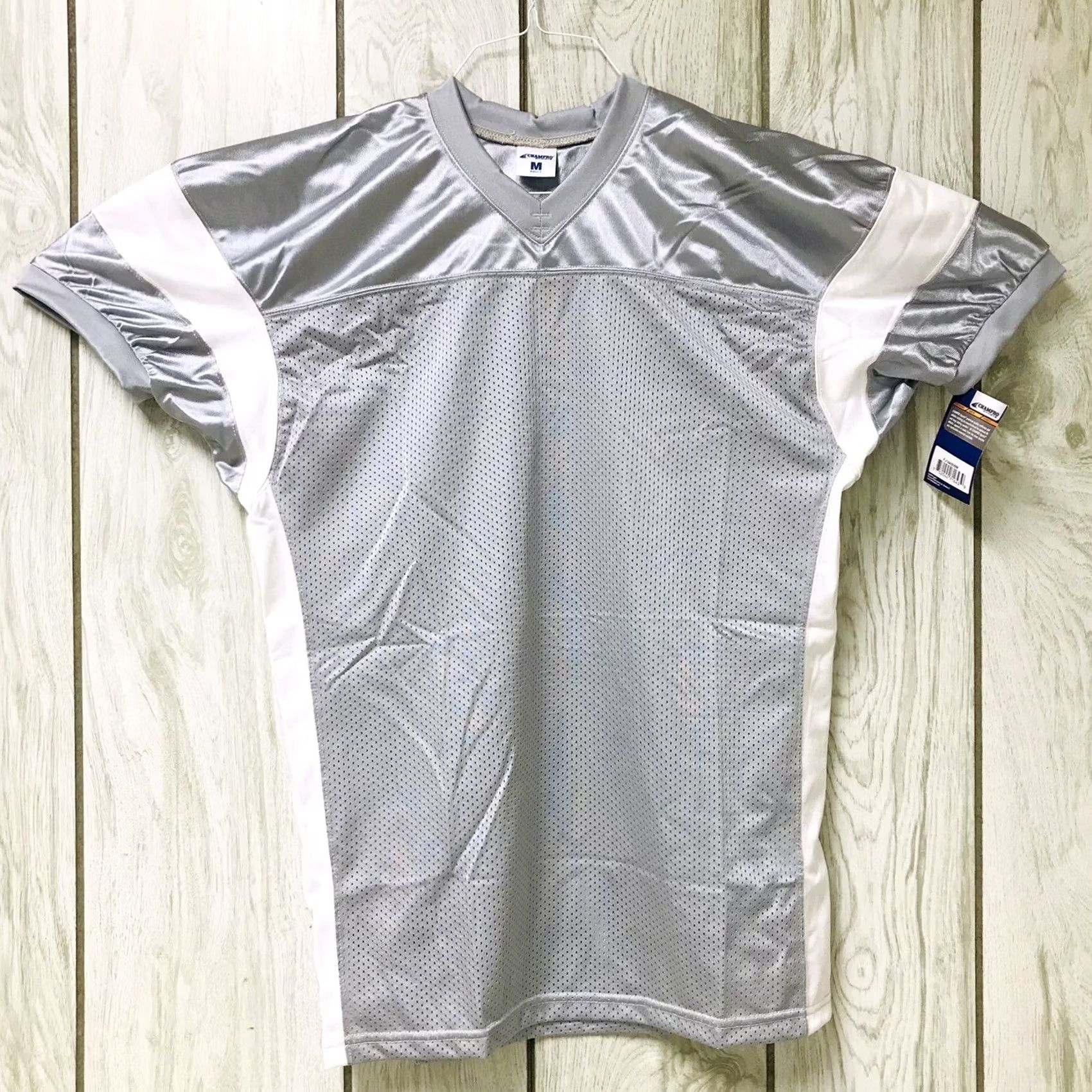 Vintage Champro Men Athletic Jersey Football M Gray Breathing Short Sleeve Pullover V-Neck Jersey Sports Size US M / EU 48-50 / 2 - 2 Thumbnail