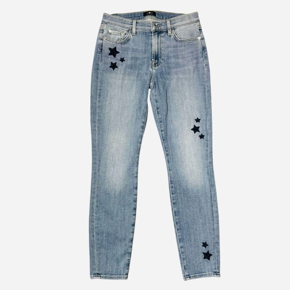 7 For All Mankind 7 For All Mankind Star Embroidered Ankle Skinny Jeans 27 Size 27" / US 4 / IT 40 - 3 Thumbnail