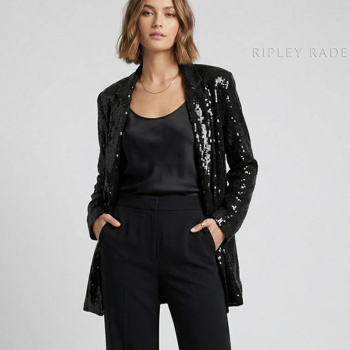 Other RIPLEY RADER Black Sequin Oversized Blazer Jacket size 3(M) Size M / US 6-8 / IT 42-44 - 12 Thumbnail