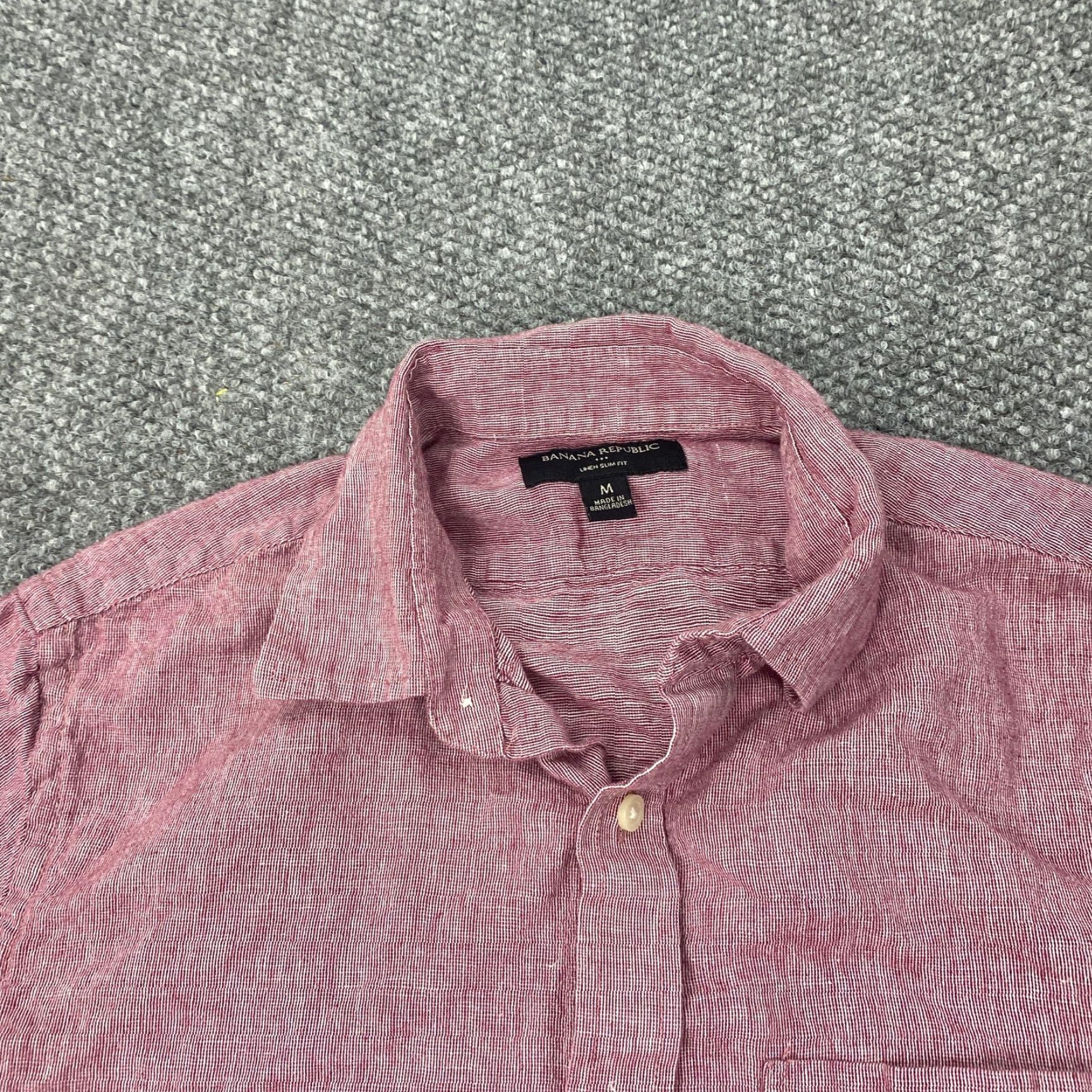 Banana Republic Banana Republic Shirt Men Medium Red Linen Cotton Striped Slim Fit Long Sleeve Button Down Casual Size US M / EU 48-50 / 2 - 3 Thumbnail