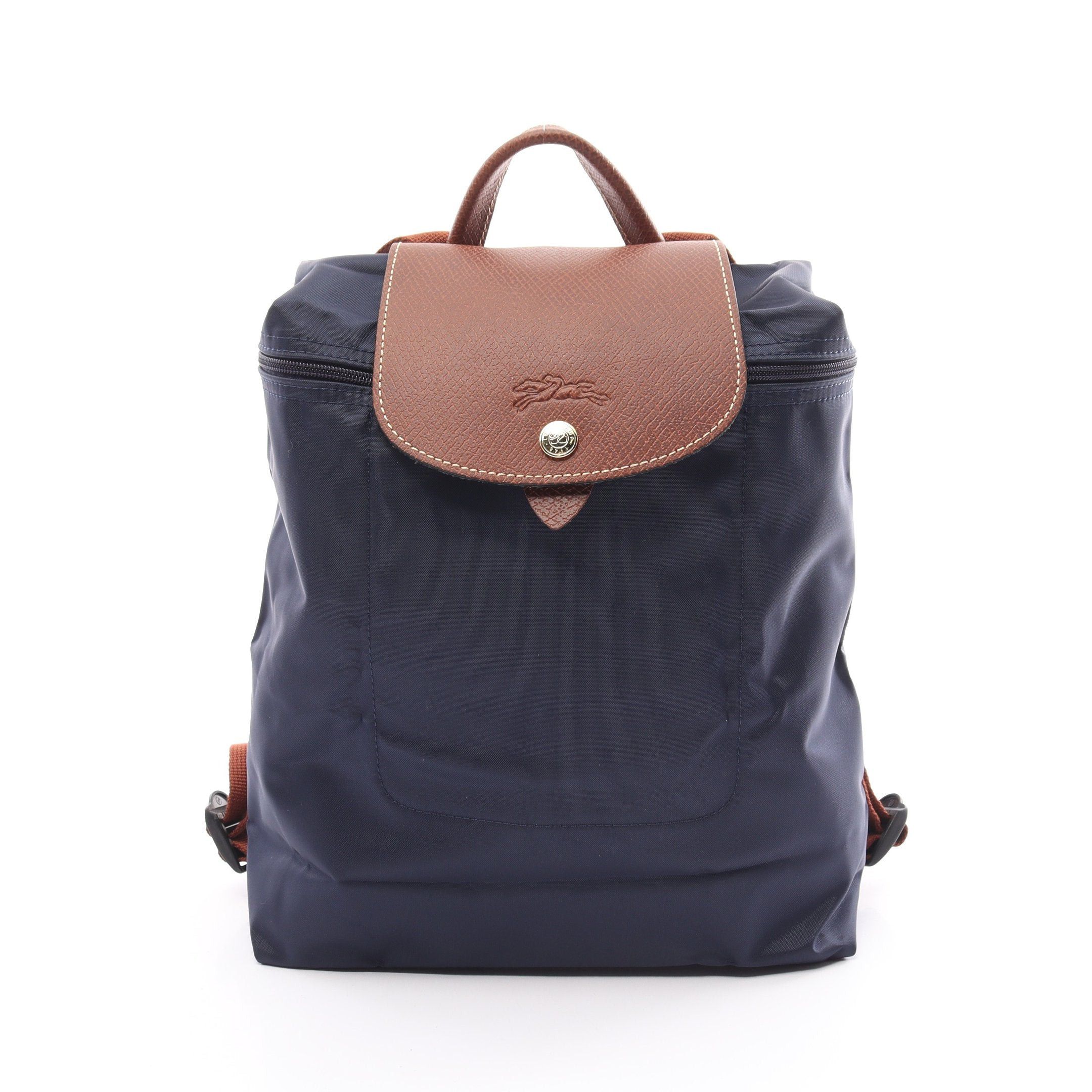 Longchamp Longchamp Le Preage Original M Backpack Rucksack Nylon Leather Navy Brown Size ONE SIZE - 1 Thumbnail