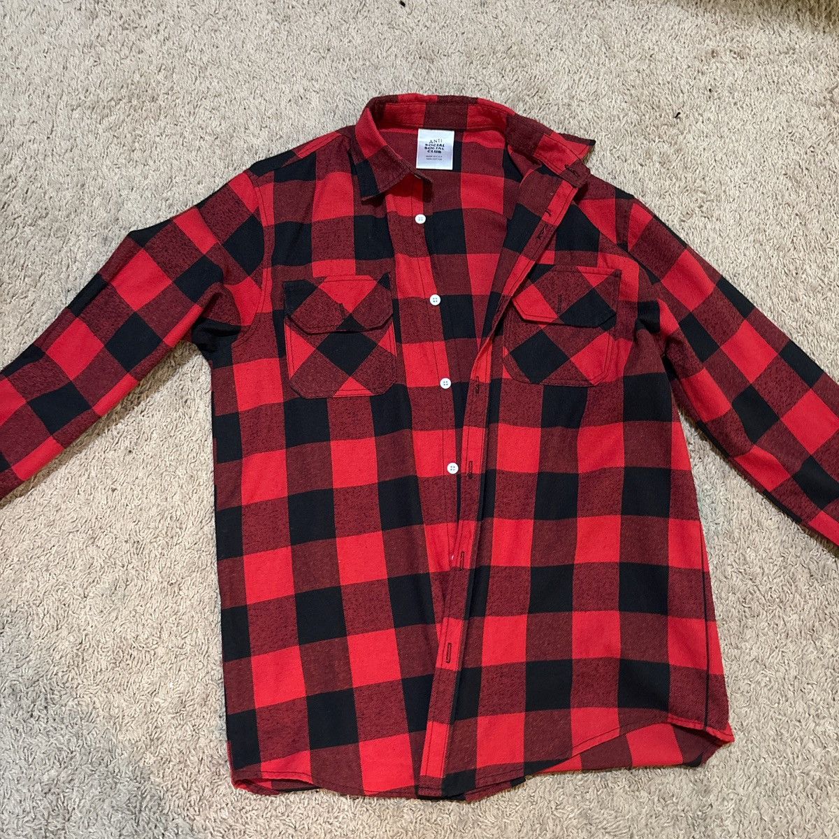 Anti Social Social Club Red Flannel Size US M / EU 48-50 / 2 - 1 Thumbnail