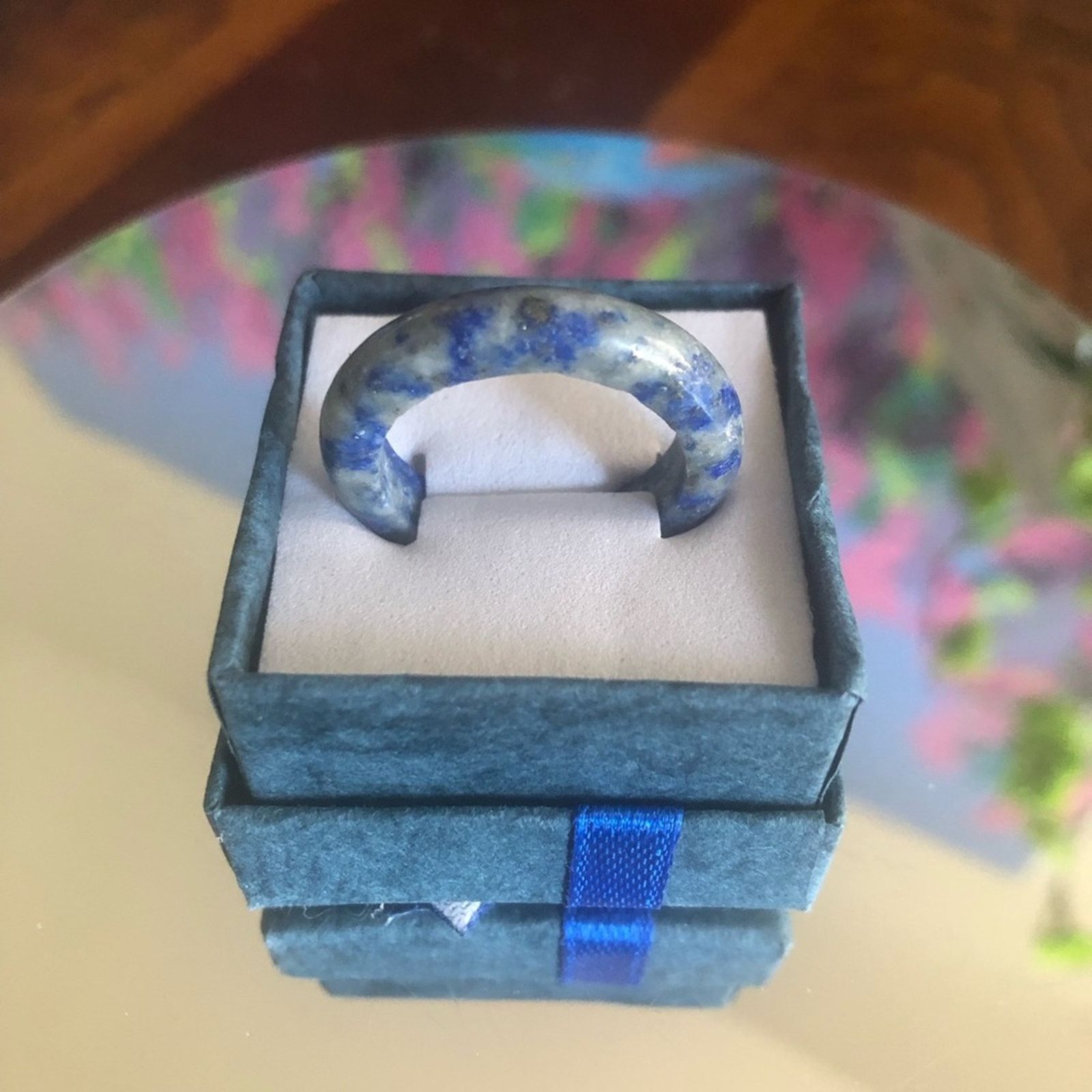 Handmade Handcrafted genuine sodalite stone band ring 9.5 Size ONE SIZE - 1 Thumbnail
