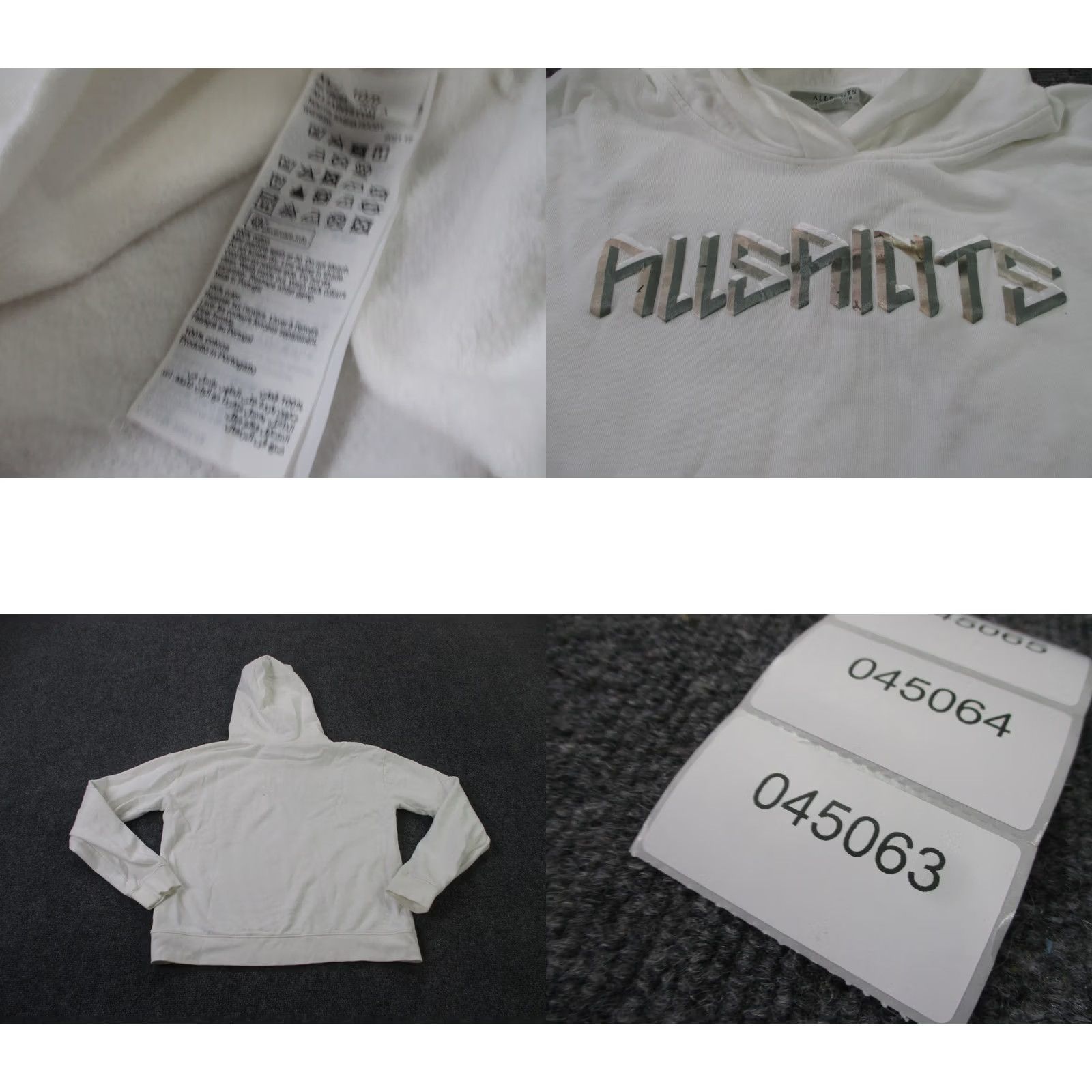 Allsaints All Saints Hoodie Sweatshirt Women 6 L White Spellout Logo Pullover Noctis Sasha Size M / US 6-8 / IT 42-44 - 8 Thumbnail